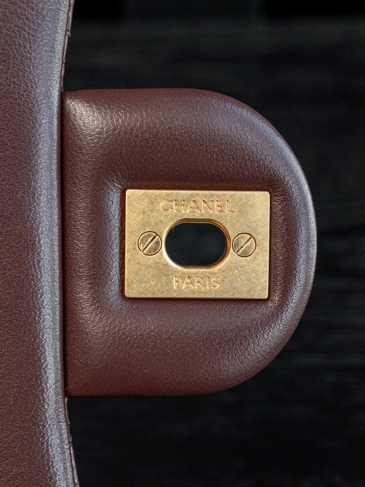 Chanel 24k CF Gold Ball Square Fat Man - Reddish Brown