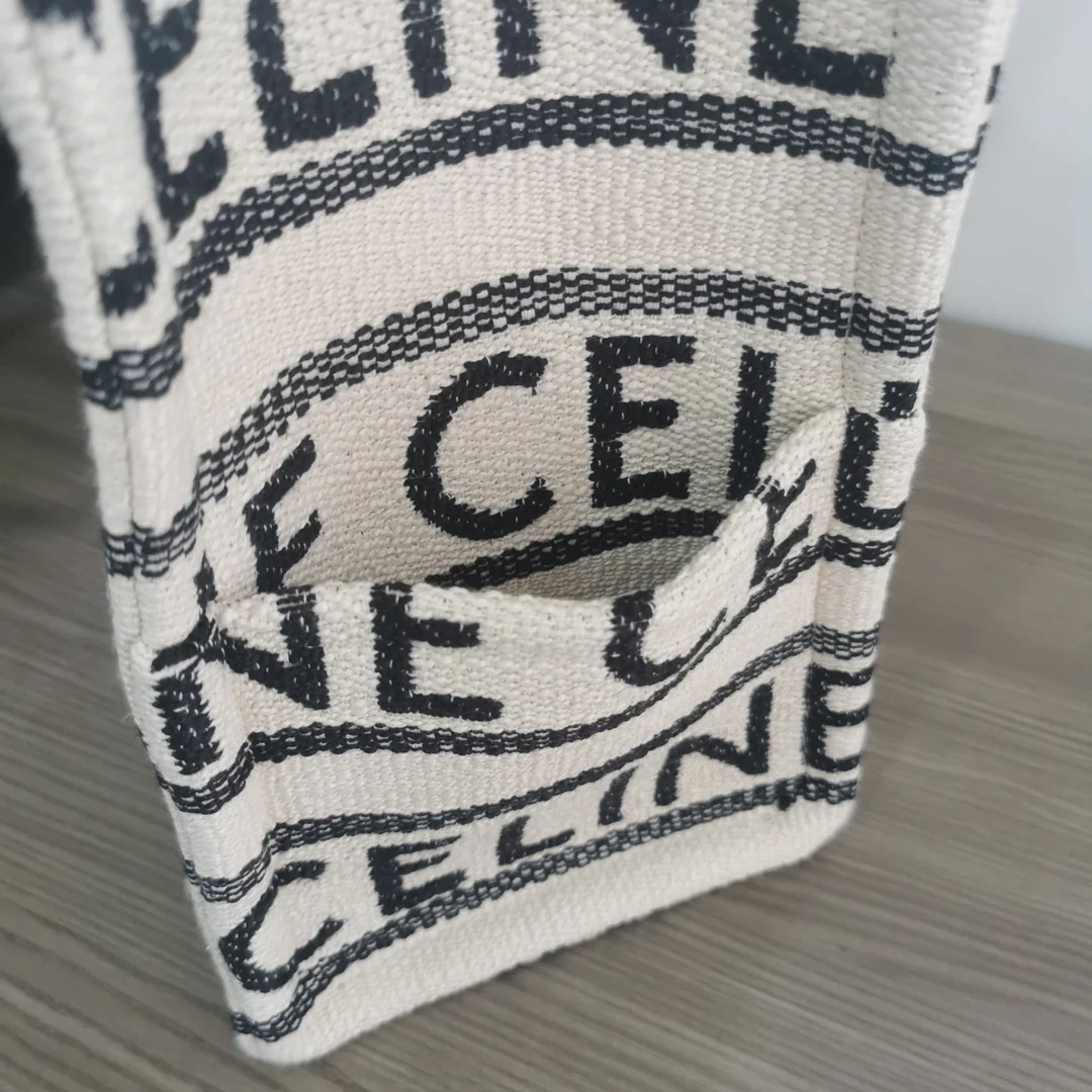 Сумка-тоут Celine Cabas Thais, большая, черная (из махровой ткани)