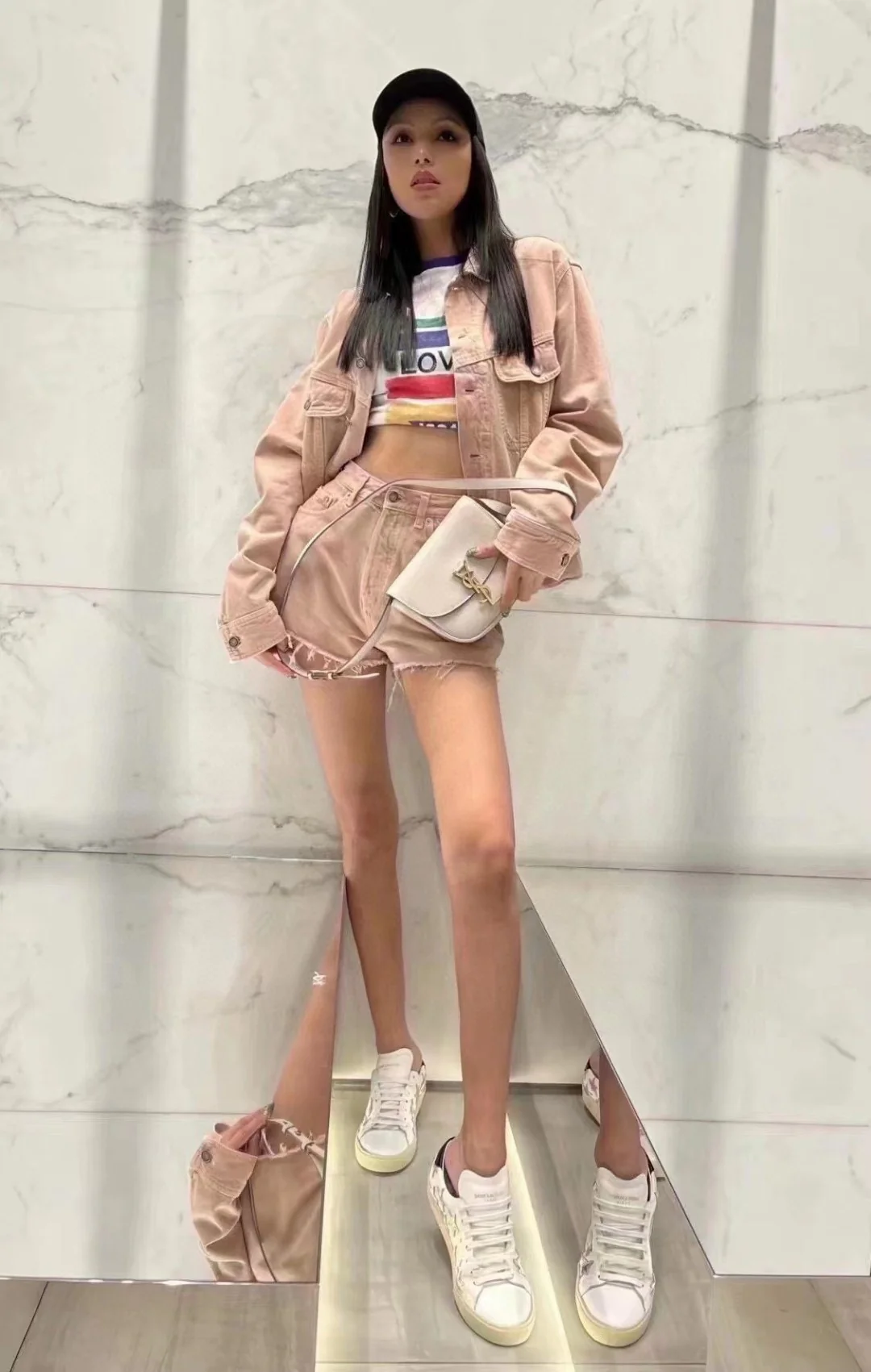 Сумка-седло YSL-Kaia-Off-White