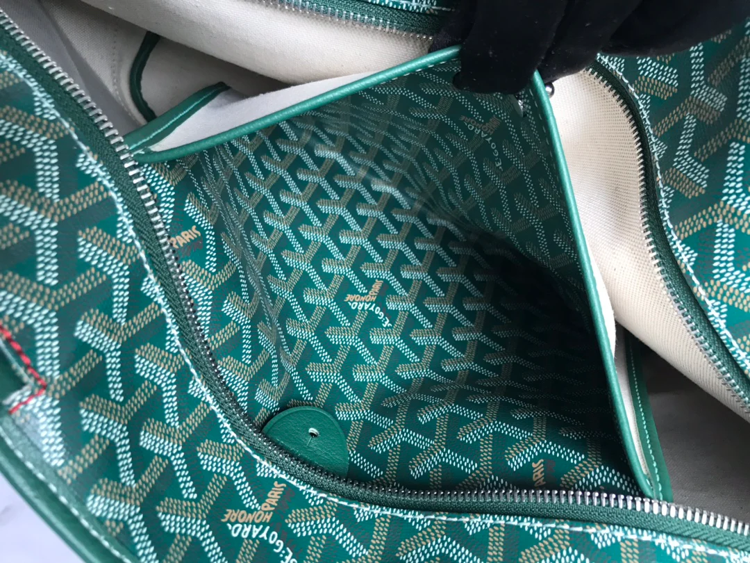 Большая сумка-тоут Goyard на молнии - зеленая