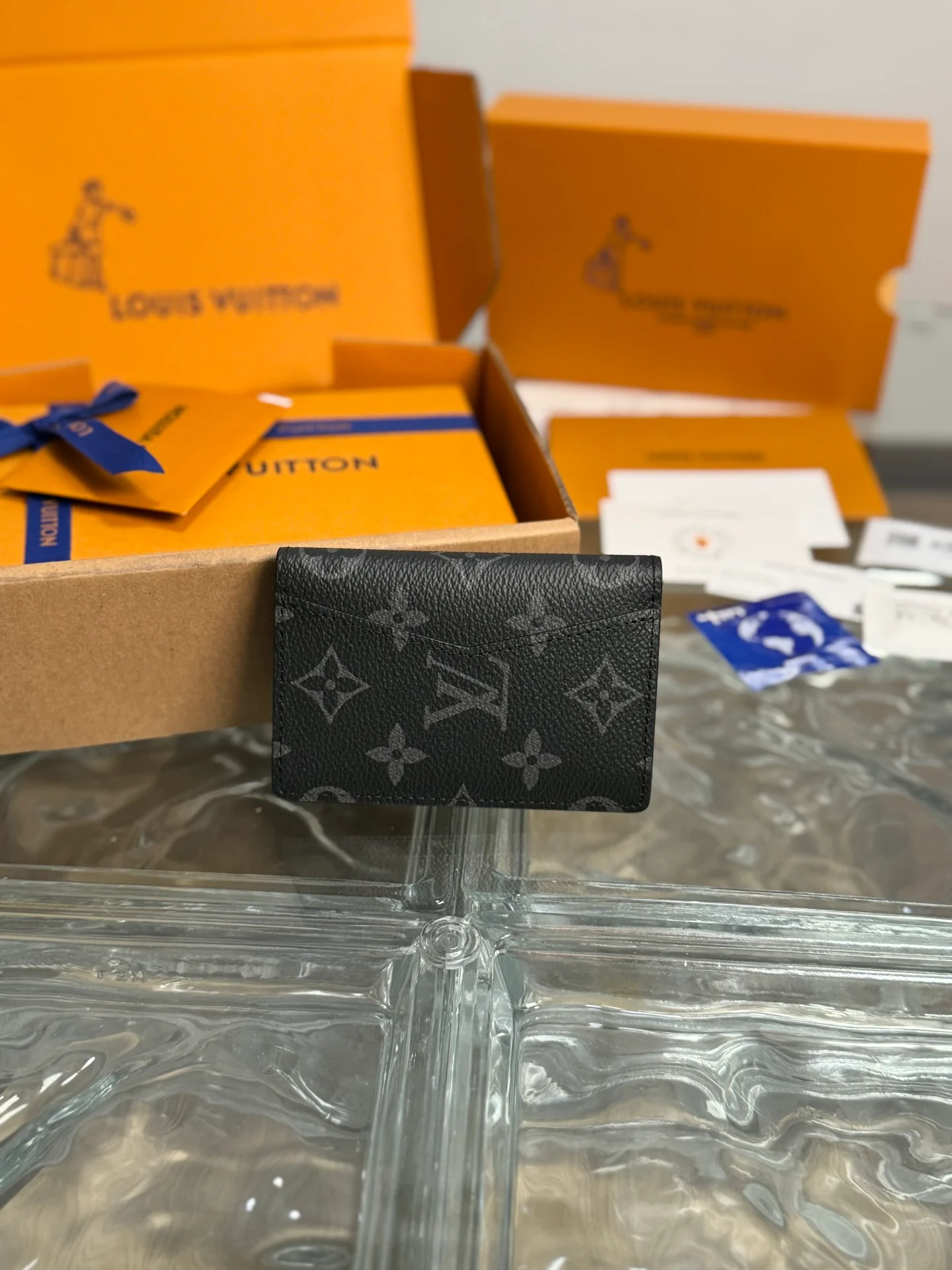 LV-m61696-Карманная складная сумка-черная из канваса с монограммой