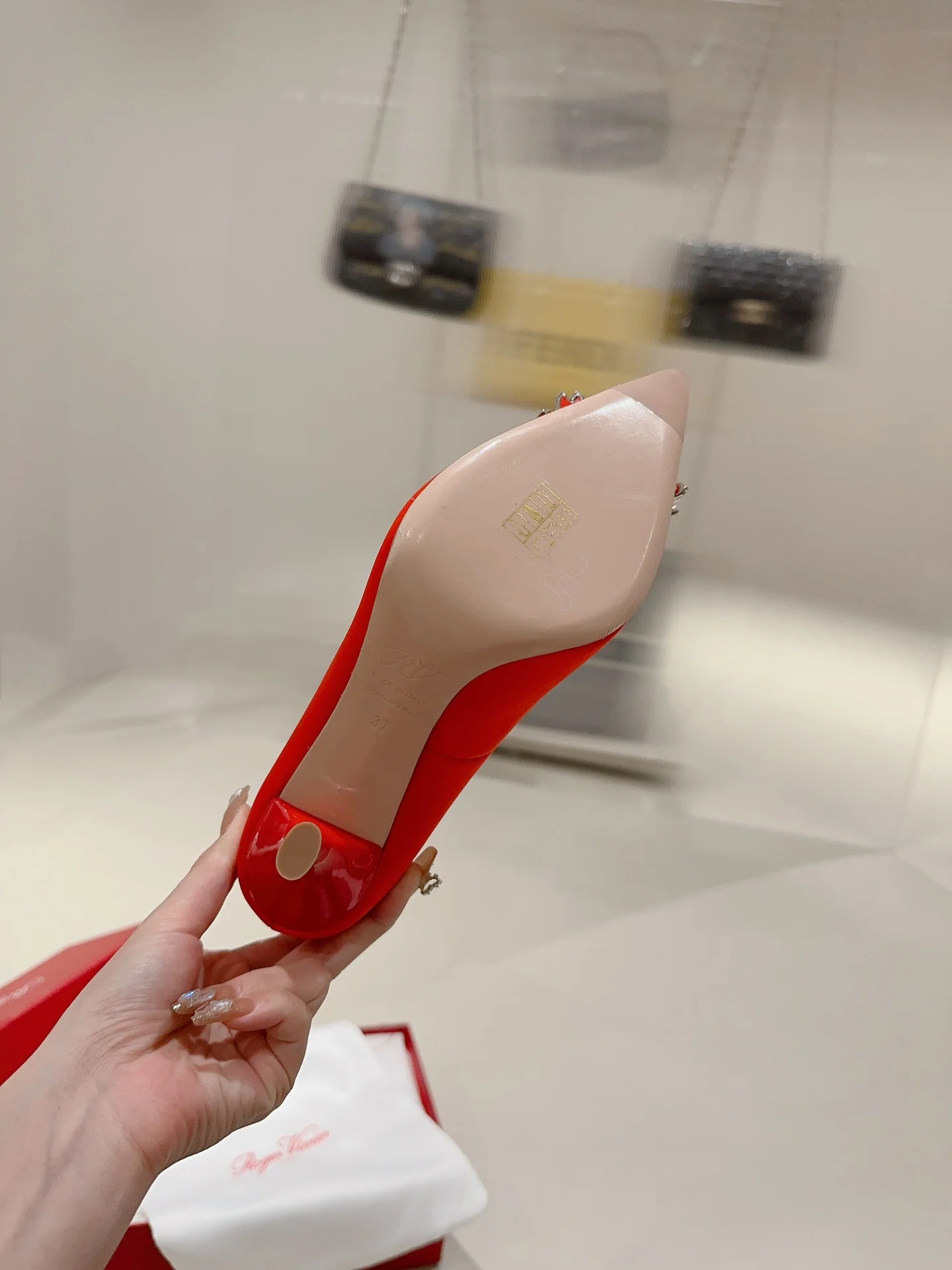 Туфли с квадратным носком и пряжкой - 2024 - Высокие каблуки - Красные