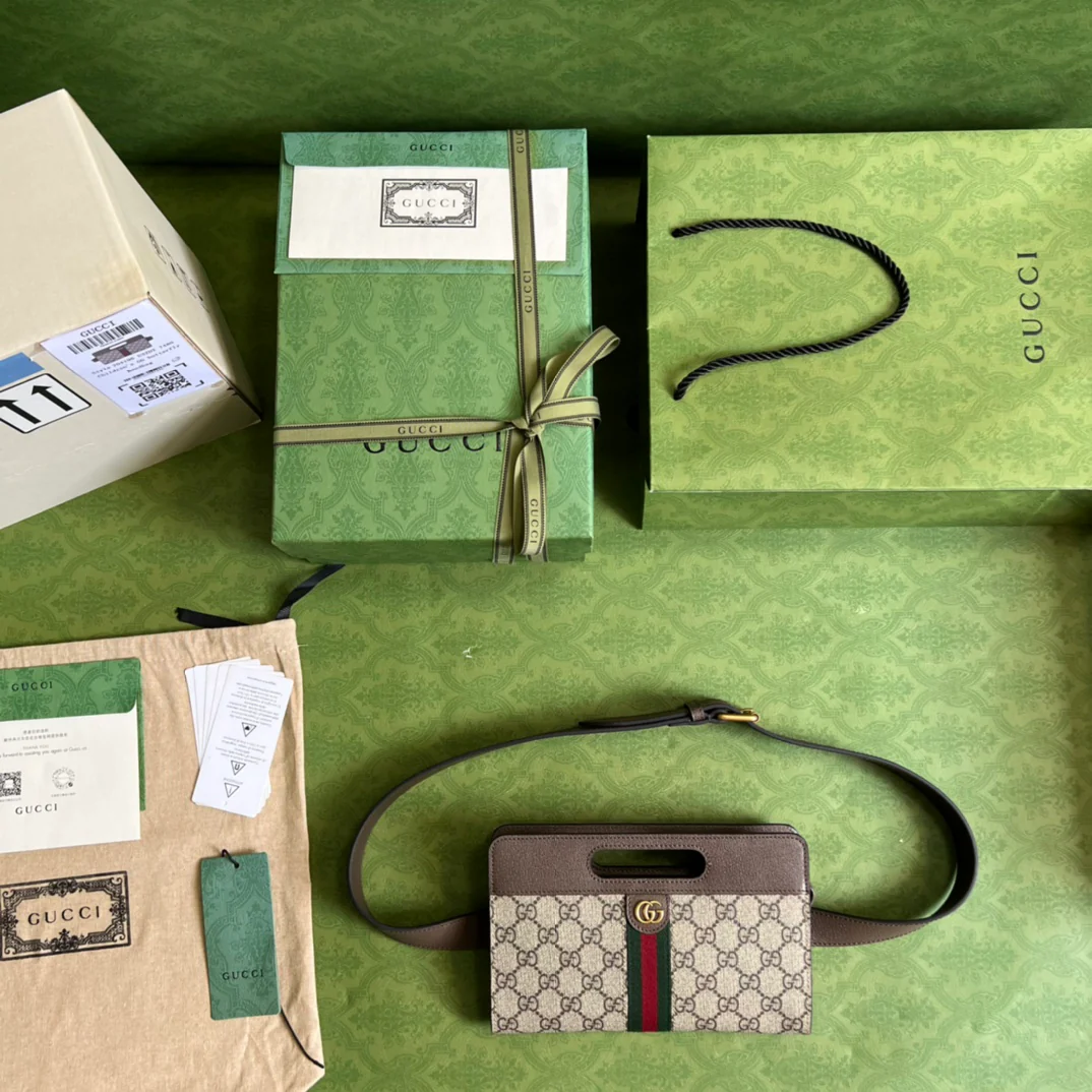 Мини-сумка Gucci Ophidia через плечо - 22 см (5х14х2,5 см) - Коричневая