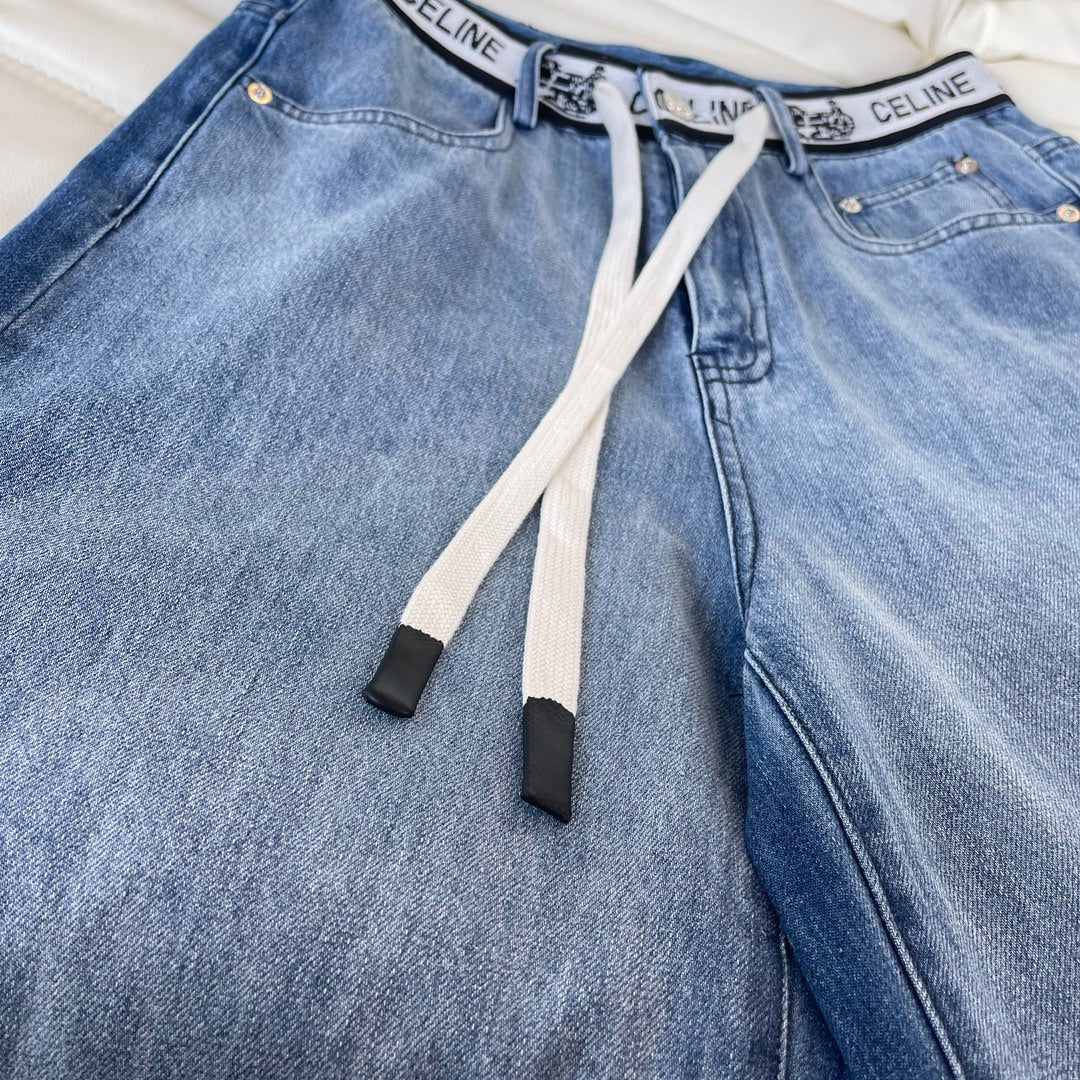 Джинсы Celine-2404 из тенселя с завязками