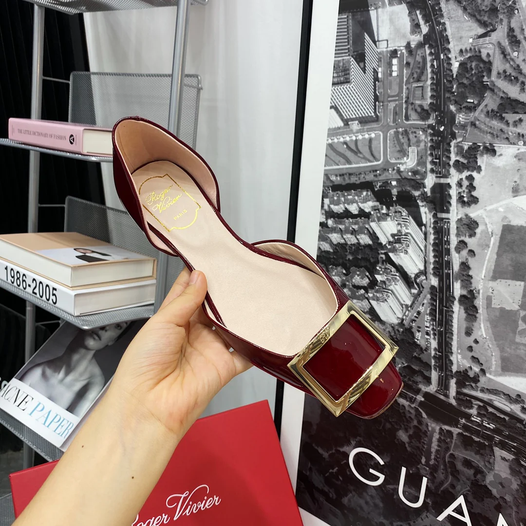 RV-Flat Bottom Hollow Square Toe-Wine Red