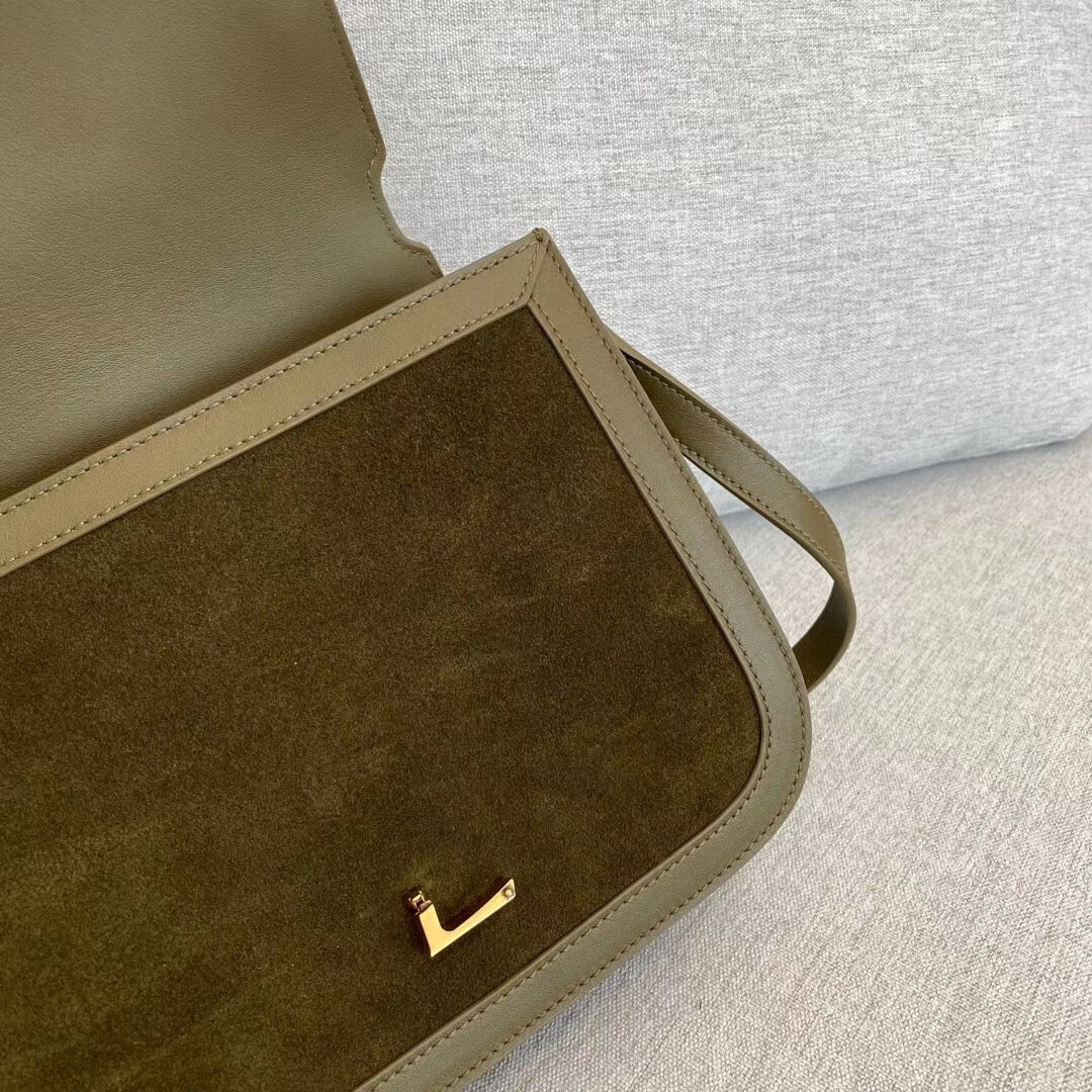 Булочка YSL Solferino Tofu — замша — зеленая