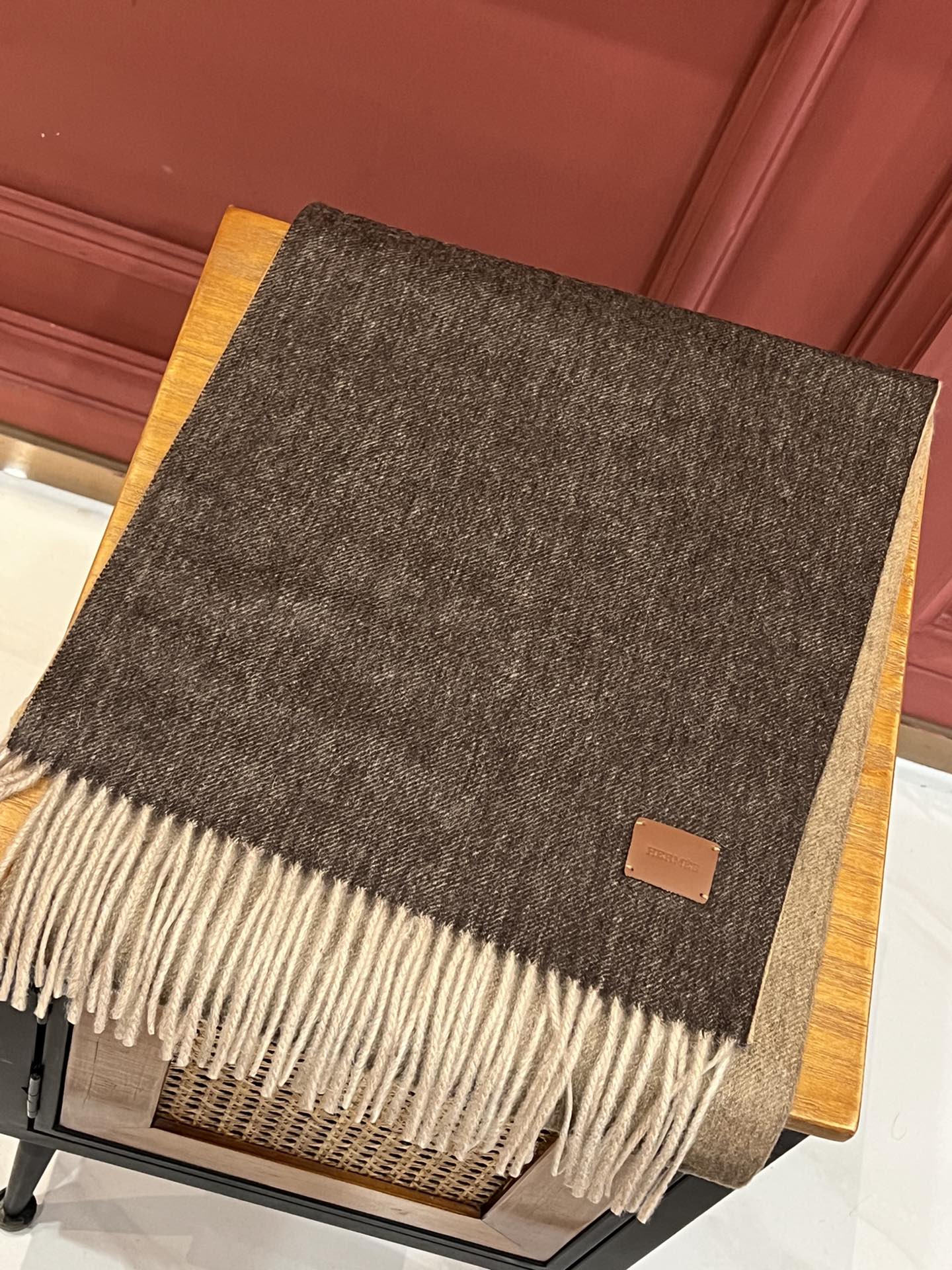 Многоцветный градиентный шарф Hermes - 32 см - 190 см - Кашемир премиум-класса, импортный - Цвет какао