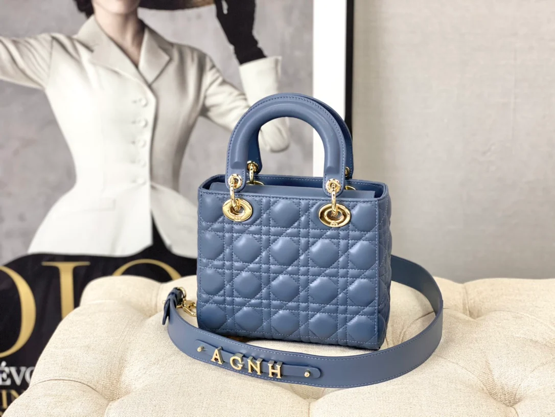 Сумка Dior Lady Dior - четырехсекционная Princess Dior - 20 см - джинсово-синего цвета