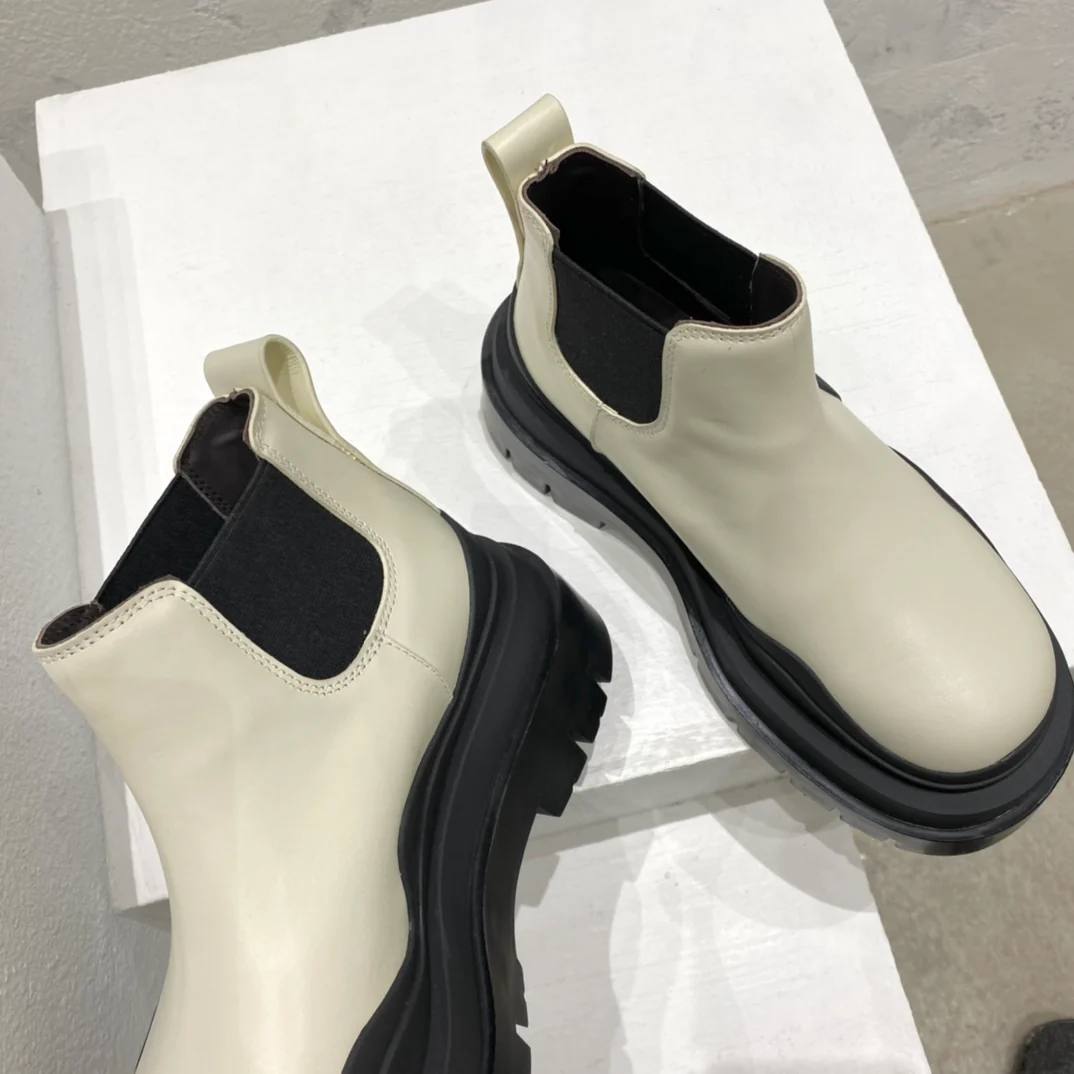 BV-22ss - Британские ретро-ботинки до щиколотки - Унисекс - Бежевые с черной подошвой