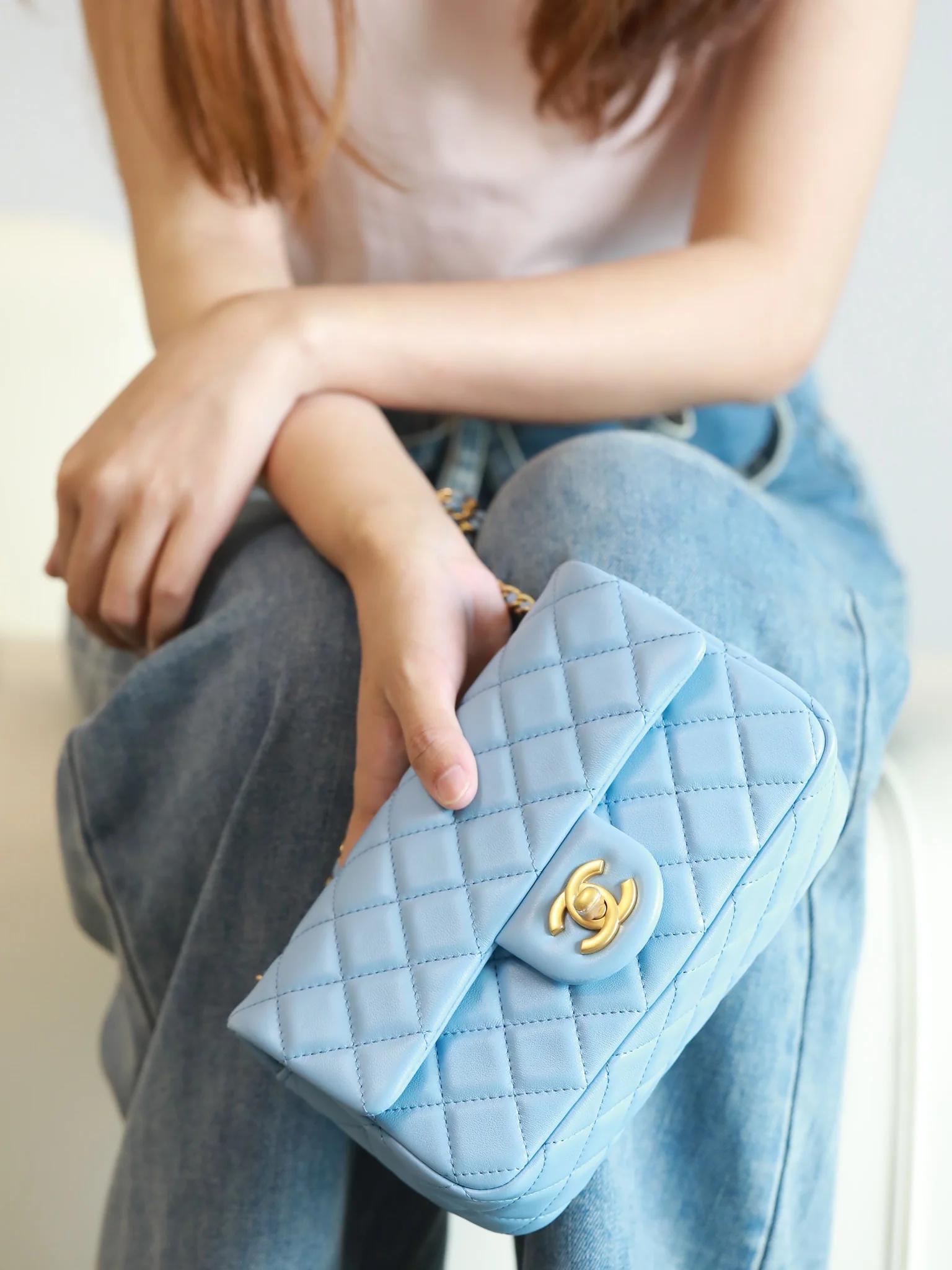 Chanel 2022 Walnut Gold Ball Square Fat Bread