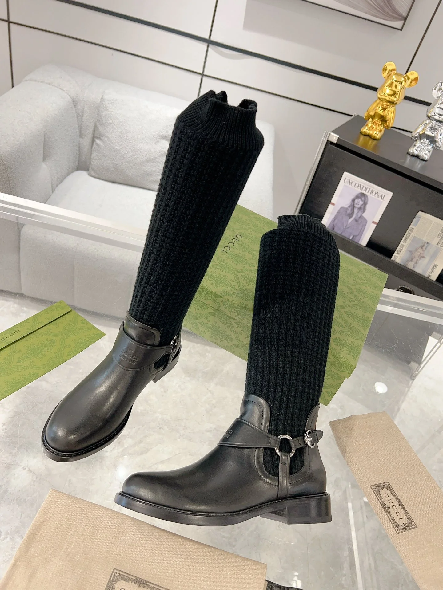 Gucci - Новинка сезона осень/зима 2023 - Шерстяные сапоги до колена
