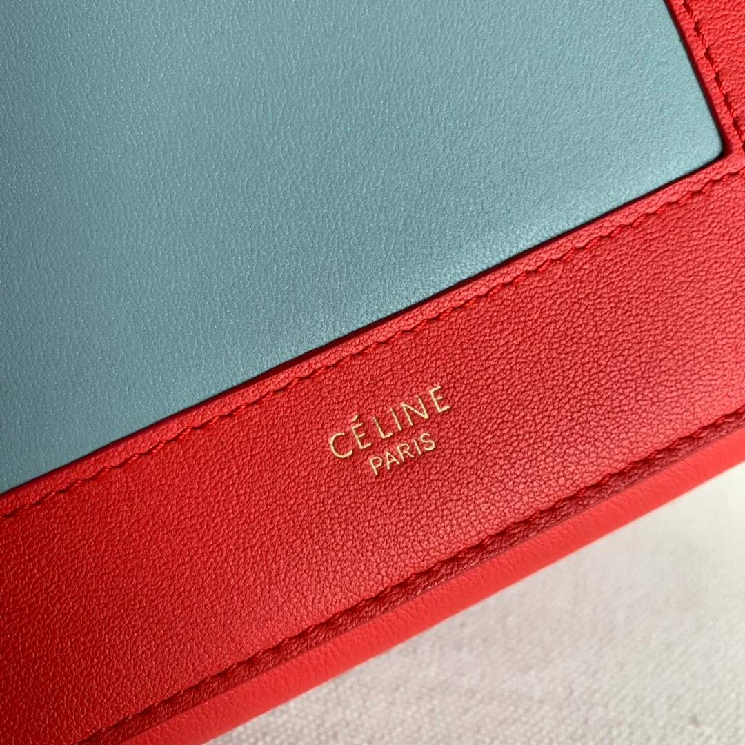 Celine Tri-fold Fold-in-the-Middle - Watermelon Red and Light Blue