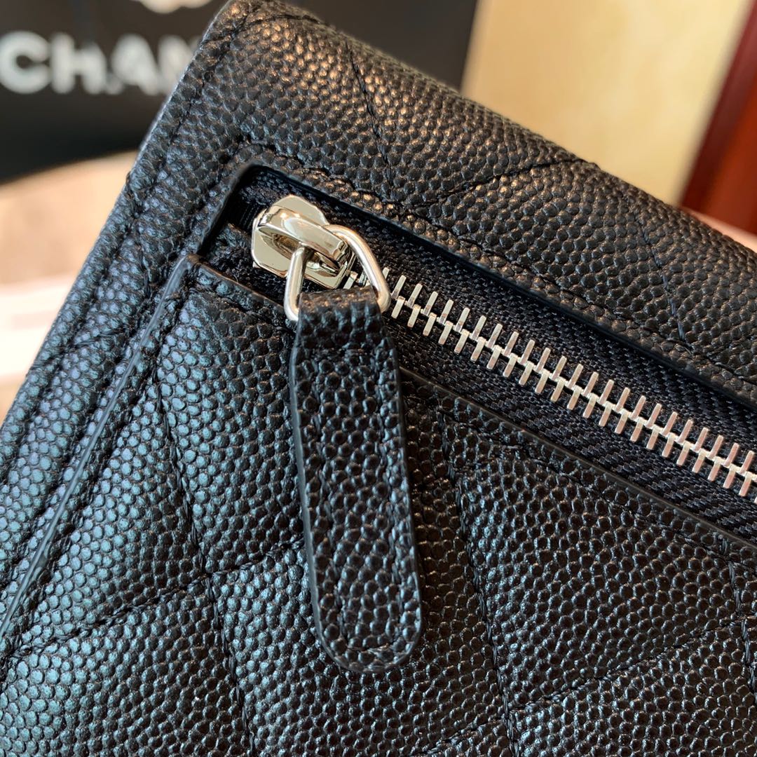 Кошелек Chanel Classic Bulb Pattern - CF - черный с серебряной пряжкой