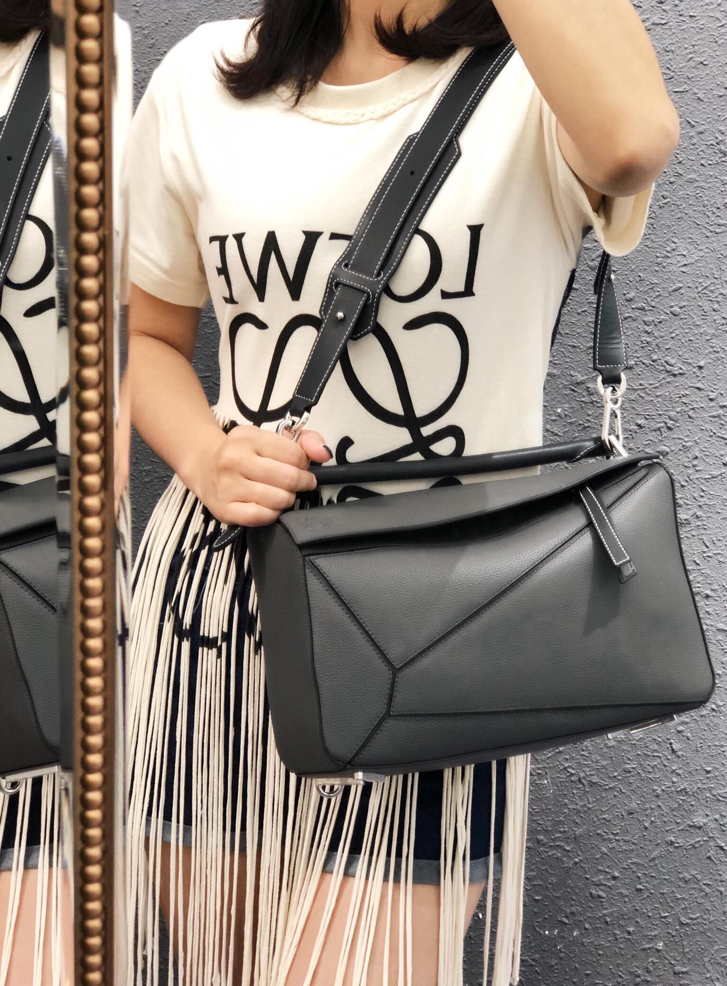 Сумка Loewe Puzzle из телячьей кожи, средний размер, размер 9