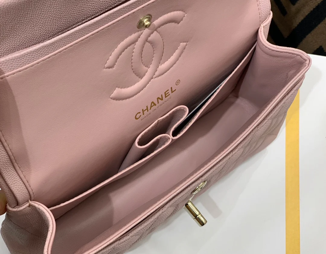 Chanel - Маленькая сумка из коричневой кожи - CF - Розовая - 23 см