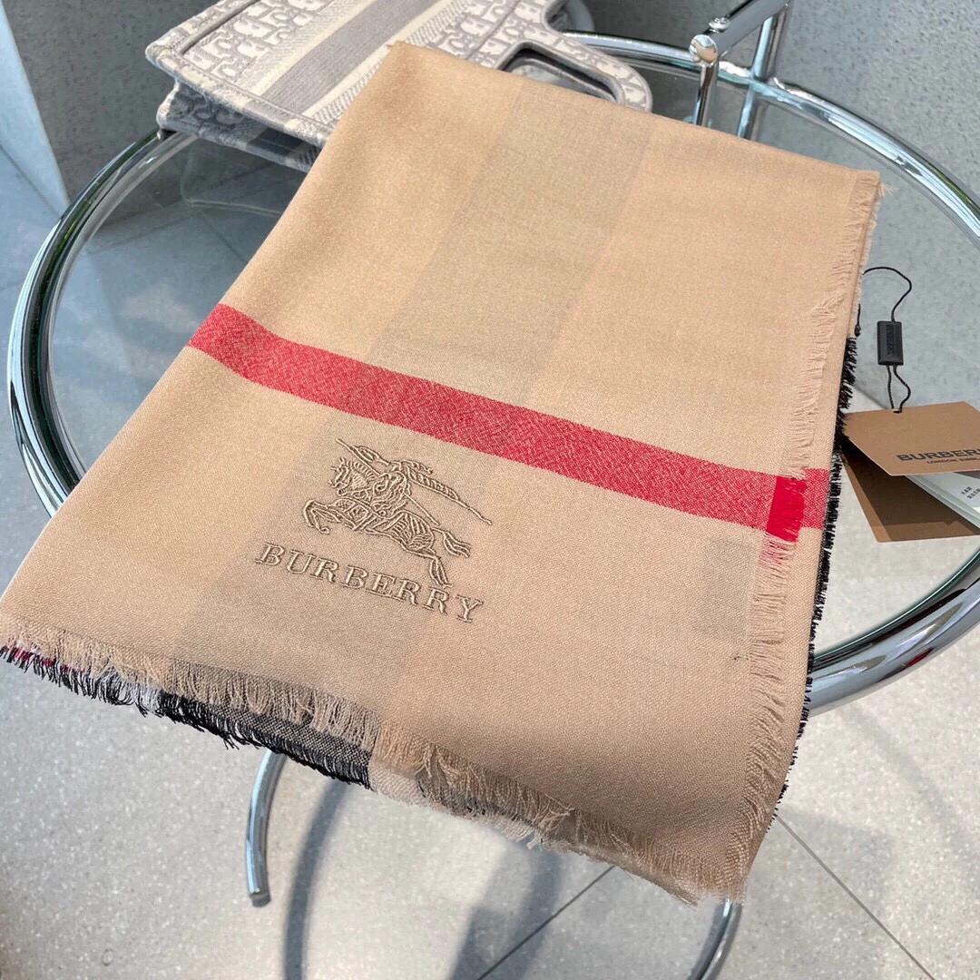 Ультратонкий кашемировый клетчатый шарф Burberry - 1 шт.