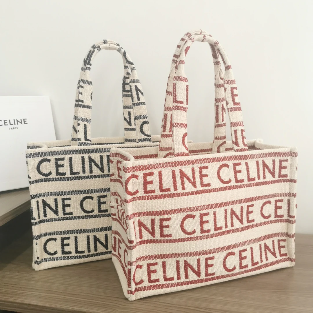 Сумка-шоппер Celine Cabas Thais, большая, красная (из махровой ткани)