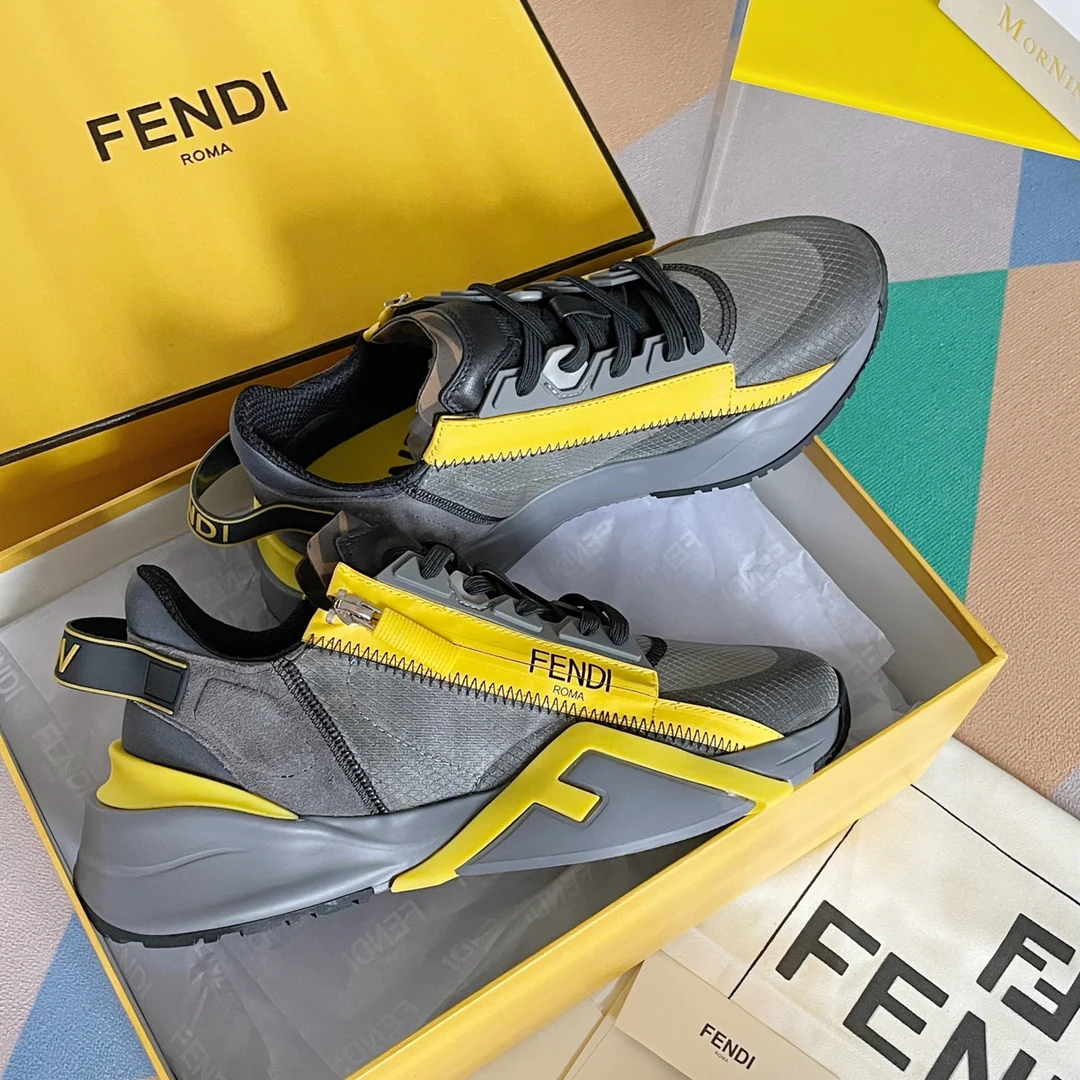 Fendi - Повседневные кроссовки - Серовато-желтые