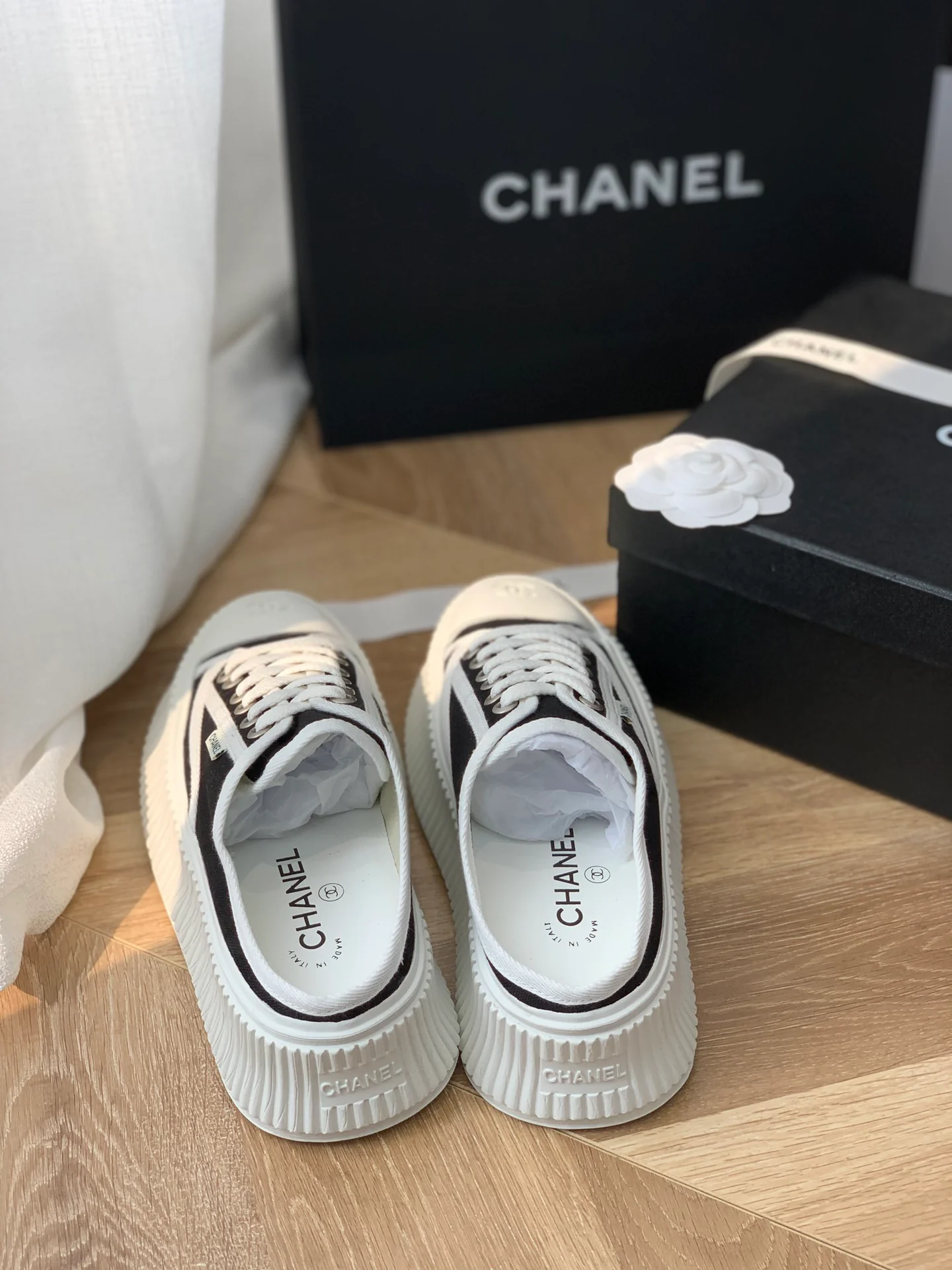 Тапочки на платформе Chanel - холщовые тапочки