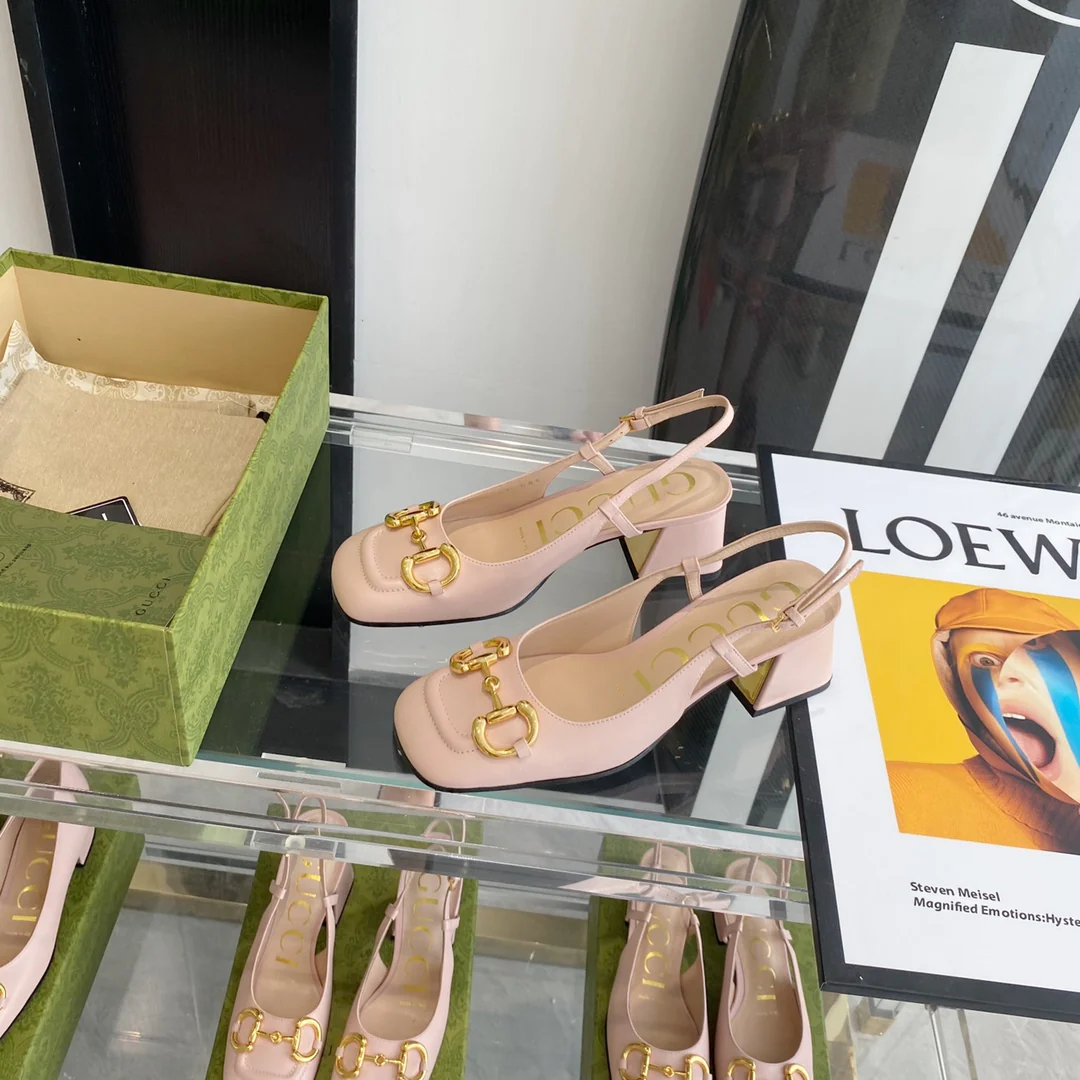 Сандалии Gucci в стиле ретро с квадратным носком и массивным каблуком - 1