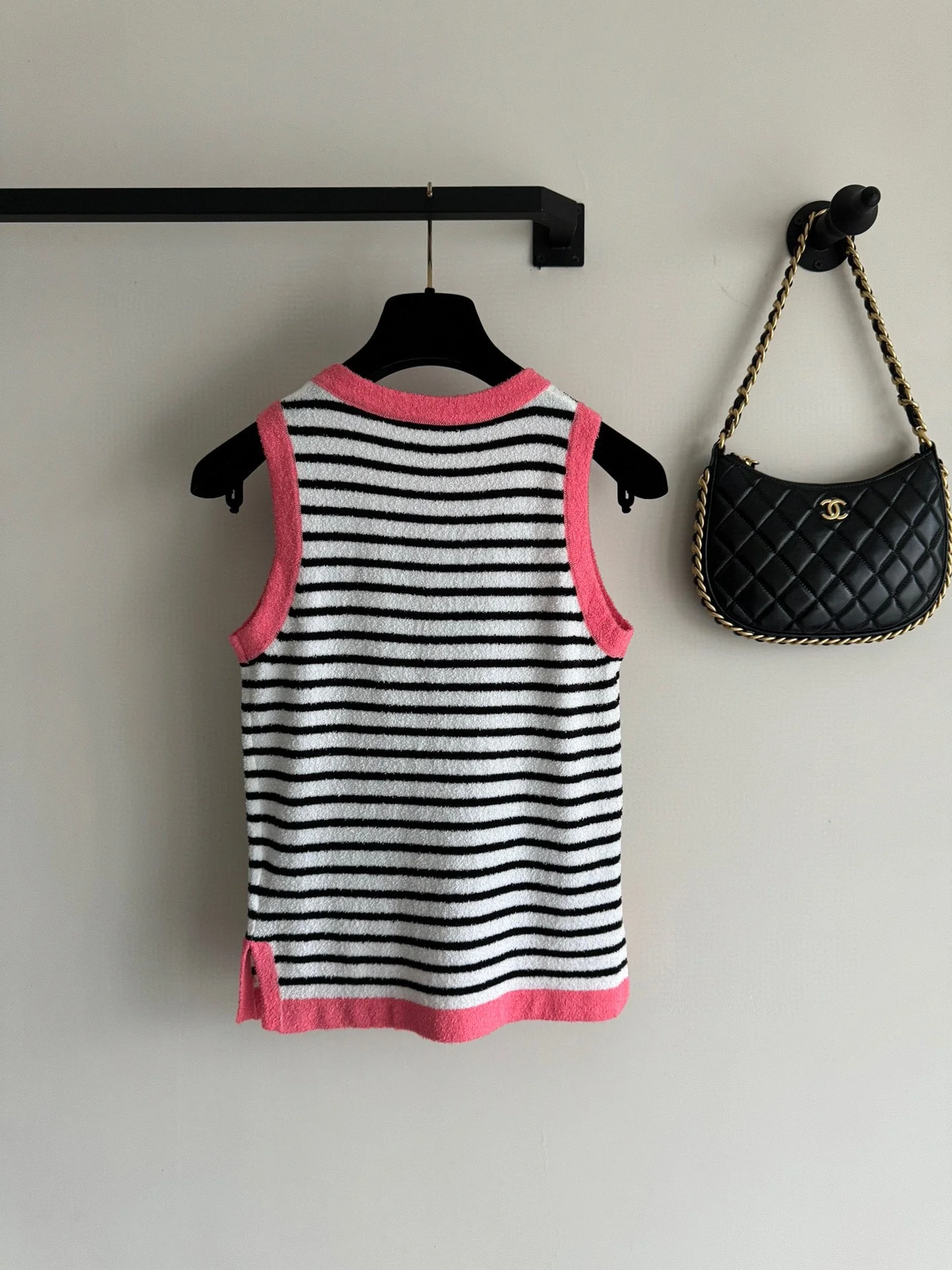 Жилет в стиле Chanel - 2403 - Новый полосатый жилет - Розовый