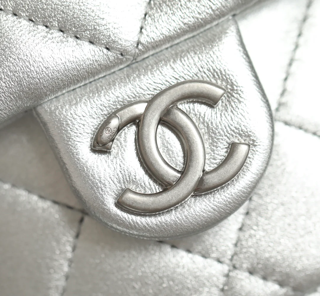 Рюкзак Chanel 25c на завязках - серебристый