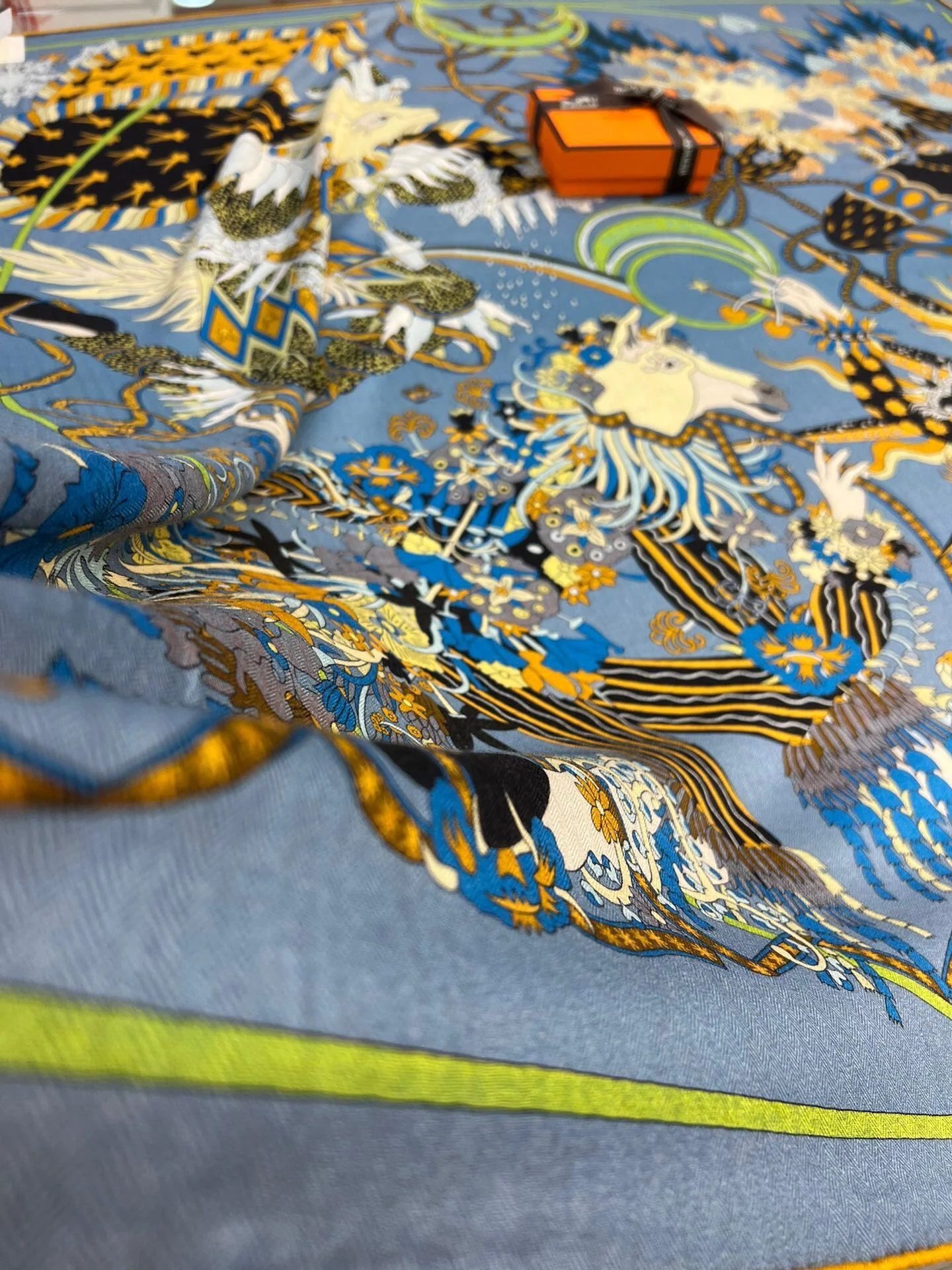 Двусторонняя шаль Hermes из шелка и кашемира - 140 см - 1 шт.