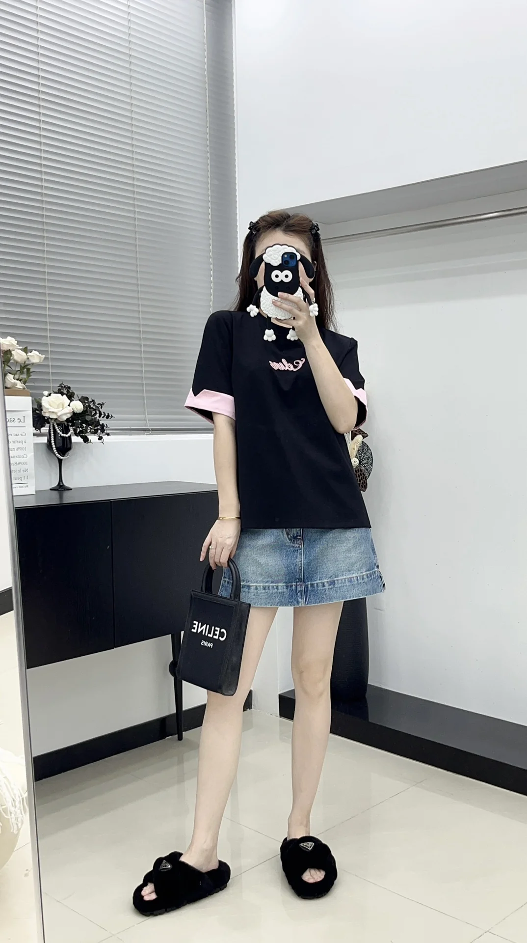 Футболка Celine 2404-24 New Sweet Color Block Tee - черная