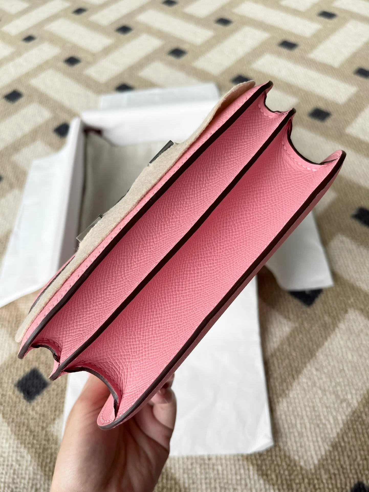 Hermes Constance Mini 1q Milkshake Powder Silver Buckle