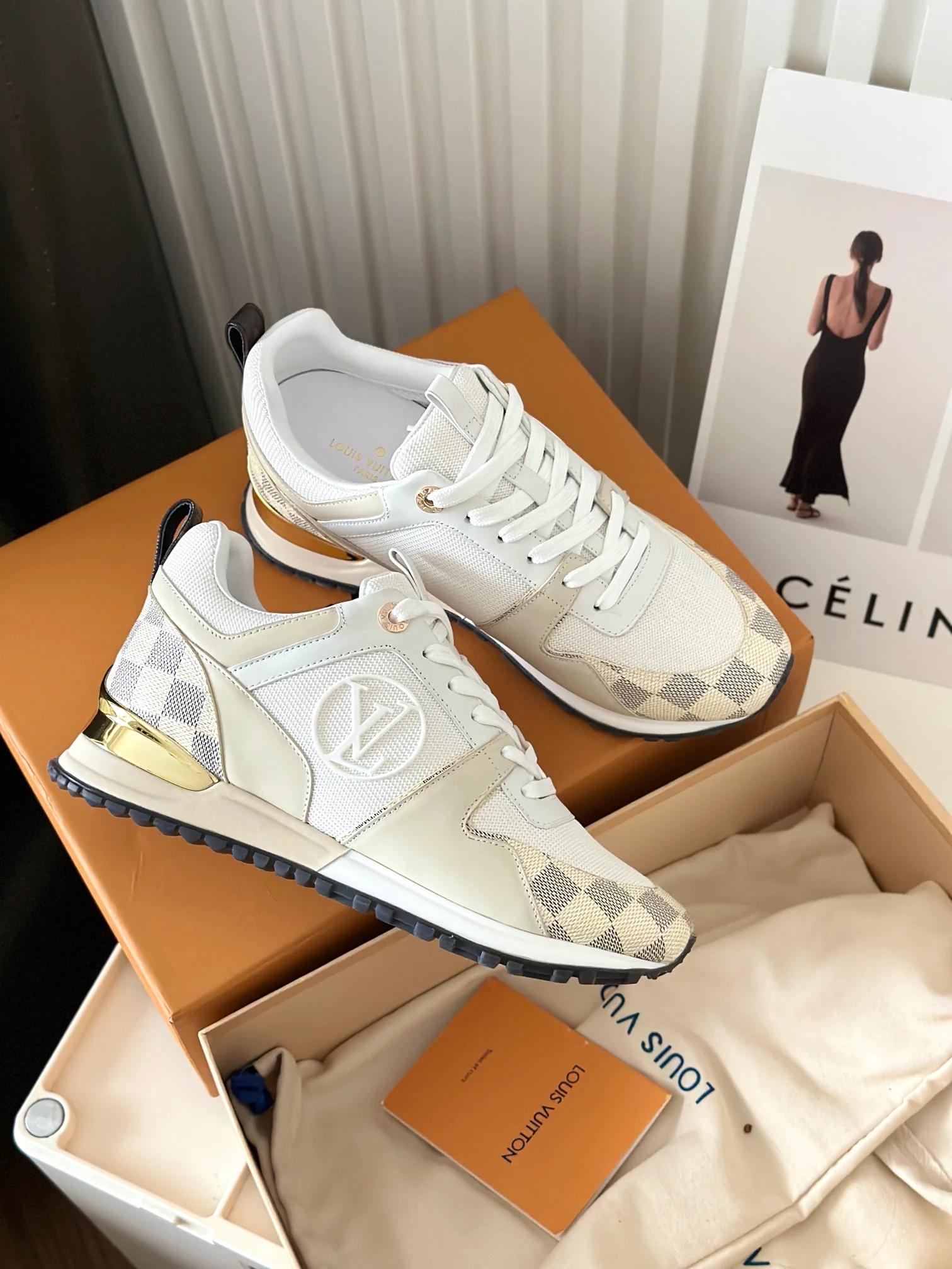 Кроссовки LV Runaway - клетчатый абрикосовый цвет