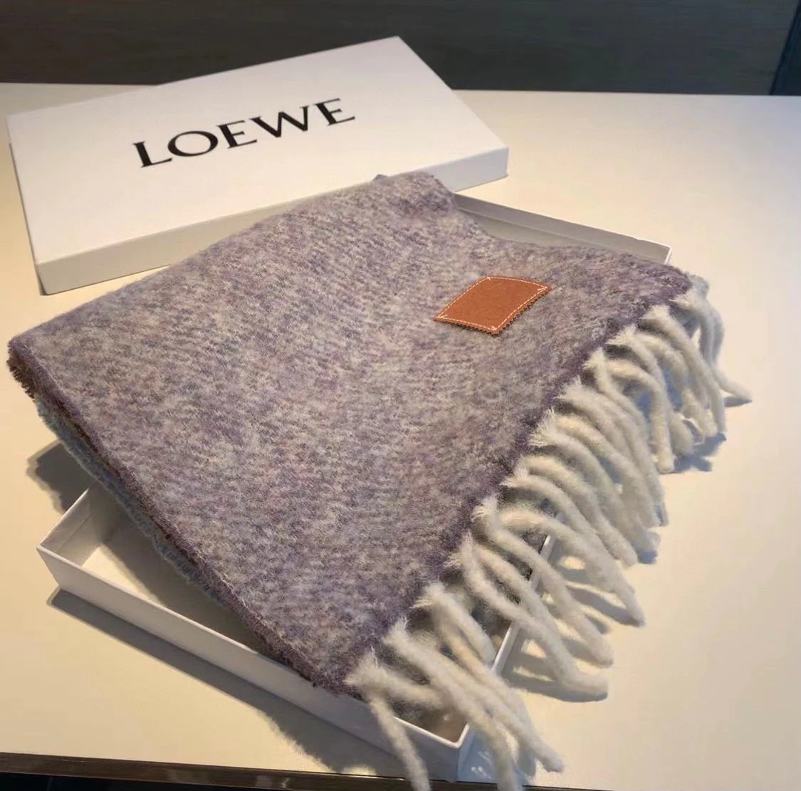 Шарф в стиле Лолита - однотонный - 250 см - 28 см - синий