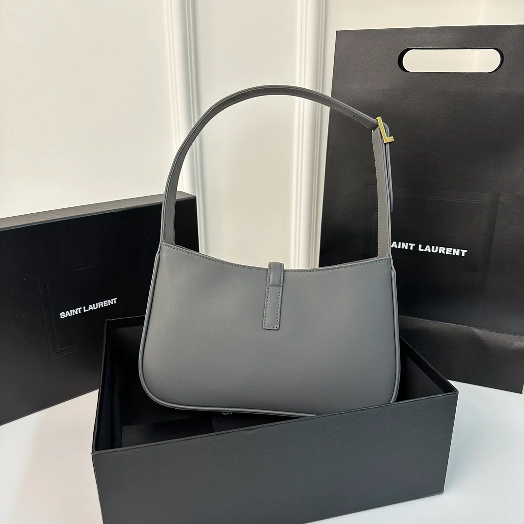 Кожаная сумка через плечо YSL Le 5 A 7 - серая