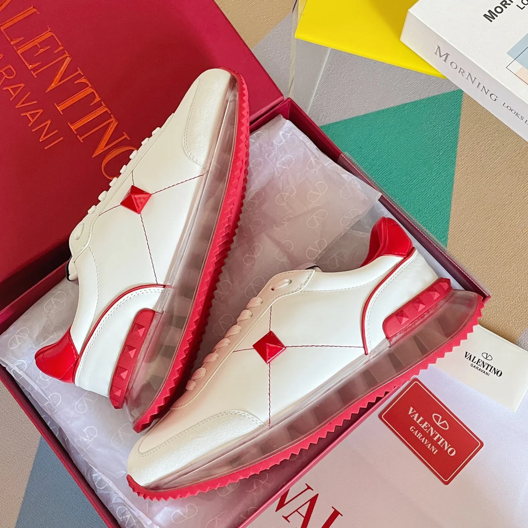 Valentino - Спортивные кроссовки с заклепками - Модель на воздушной подушке - Парный стиль - Красная отделка