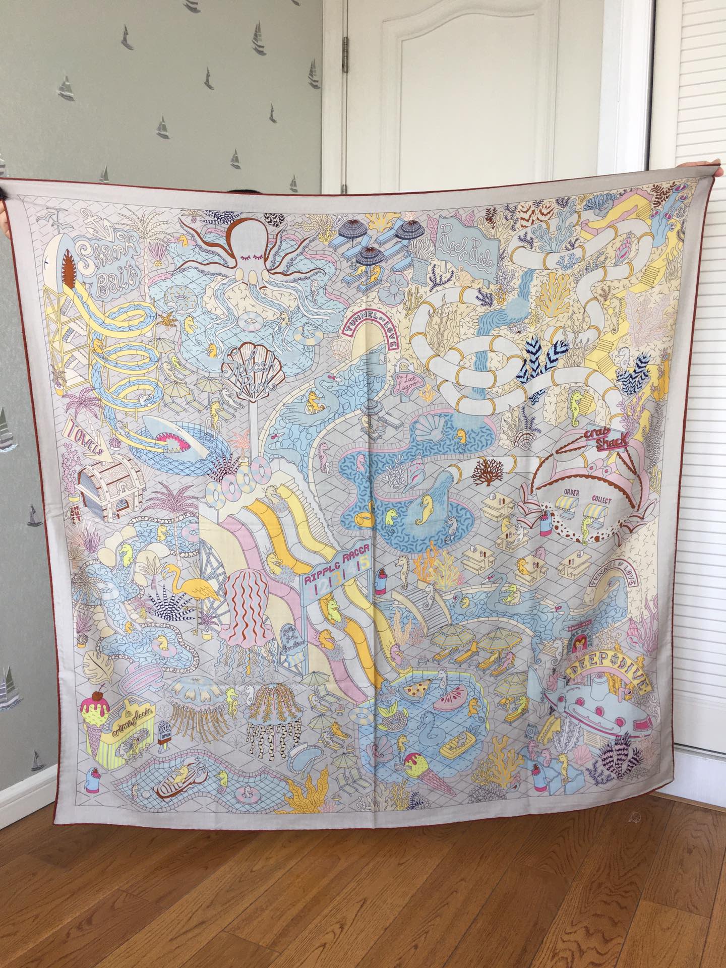 Двусторонний бархатный платок Hermes 140 - 1 шт.