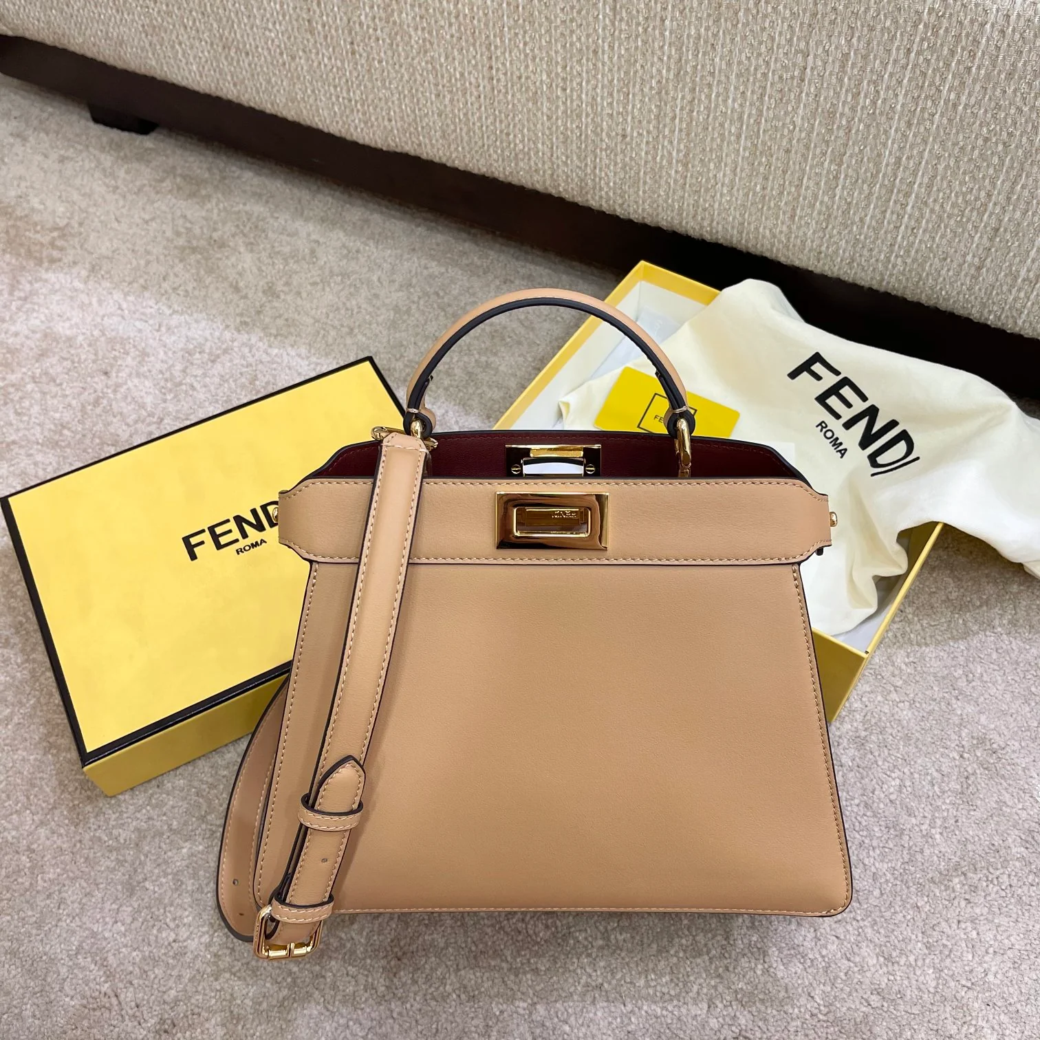 Fendi-peekaboo-i-see-u-small-light brown