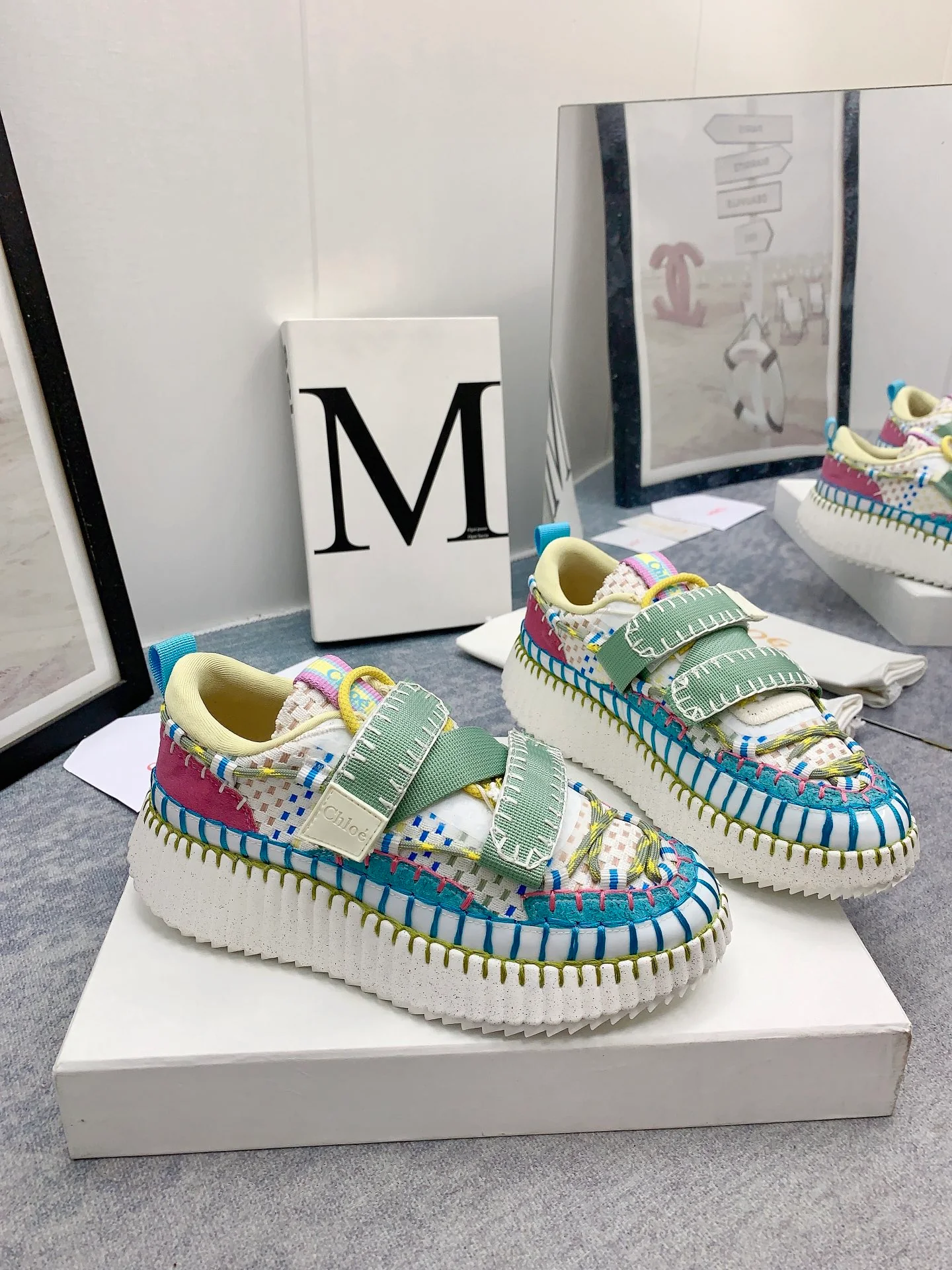 Кроссовки Chloe-nama-sneaker Rainbow Series - Кроссовки на липучках - Сине-зеленые