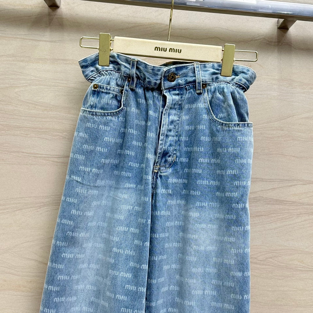 Miu Miu - 2404-24 Новинка ранней весны: джинсы с принтом в виде букв и логотипа