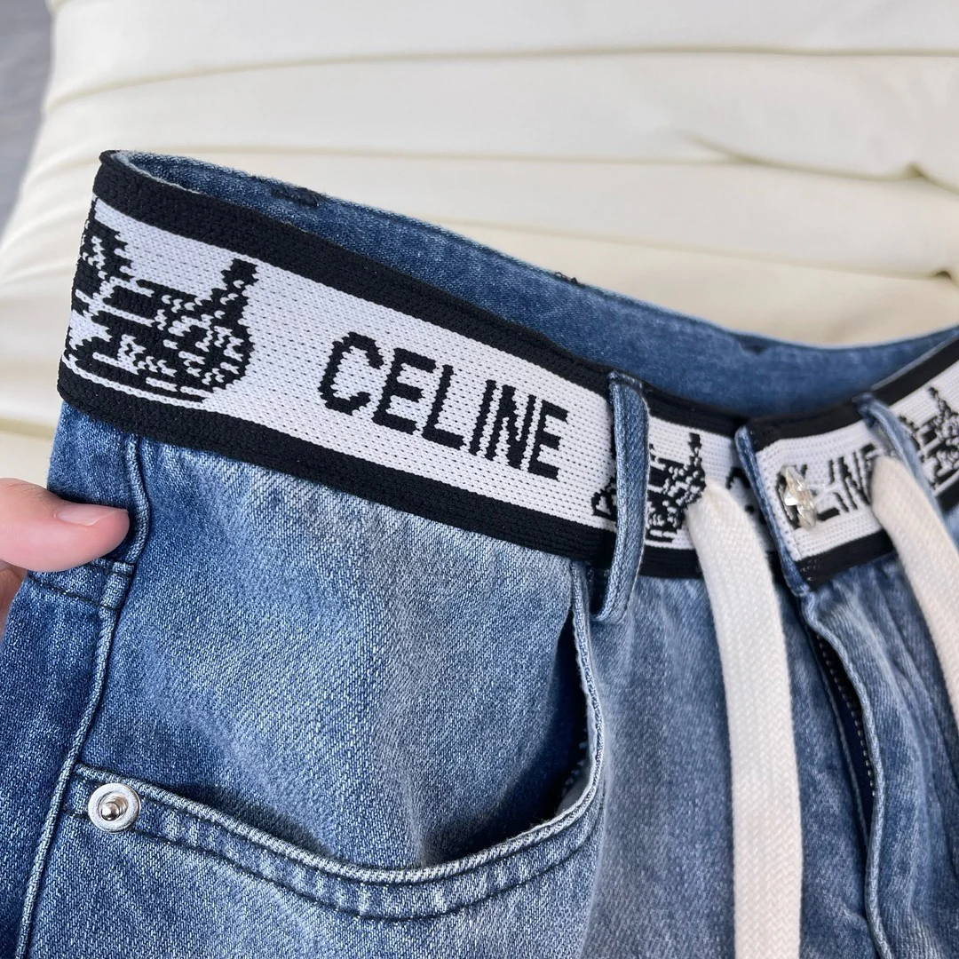 Джинсы Celine-2404 из тенселя с завязками
