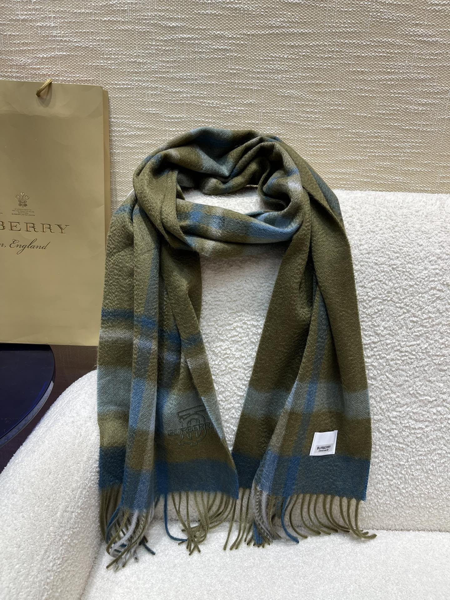 Кашемировый шарф Burberry из плотной волнистой ткани - мужской - коричневый