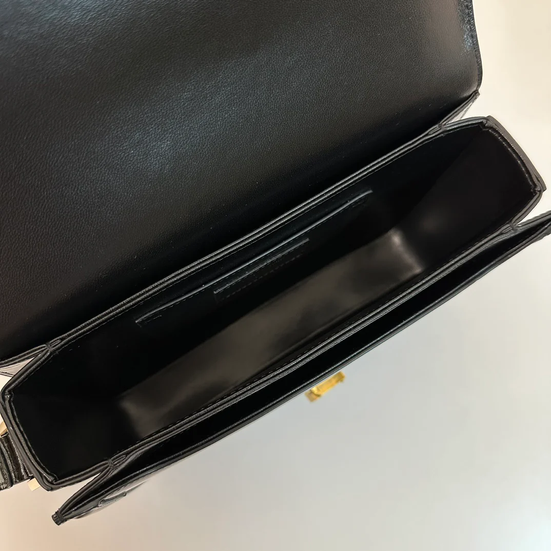 Сумка-тофу YSL Box Saint Laurent - Большая - Лакированная черная