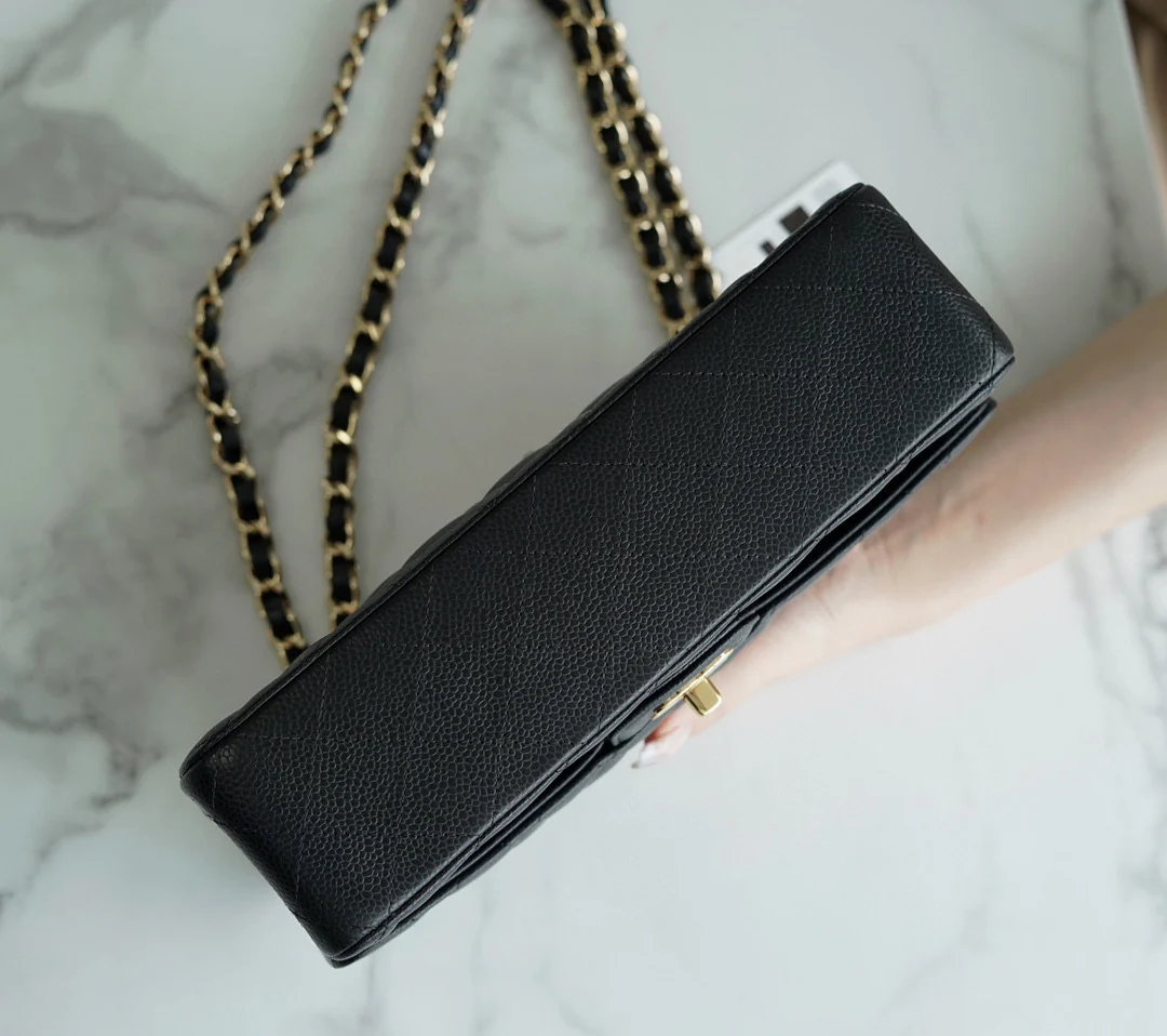 Chanel - Узор ?Личи? - Сумка CF - Черная с золотой фурнитурой