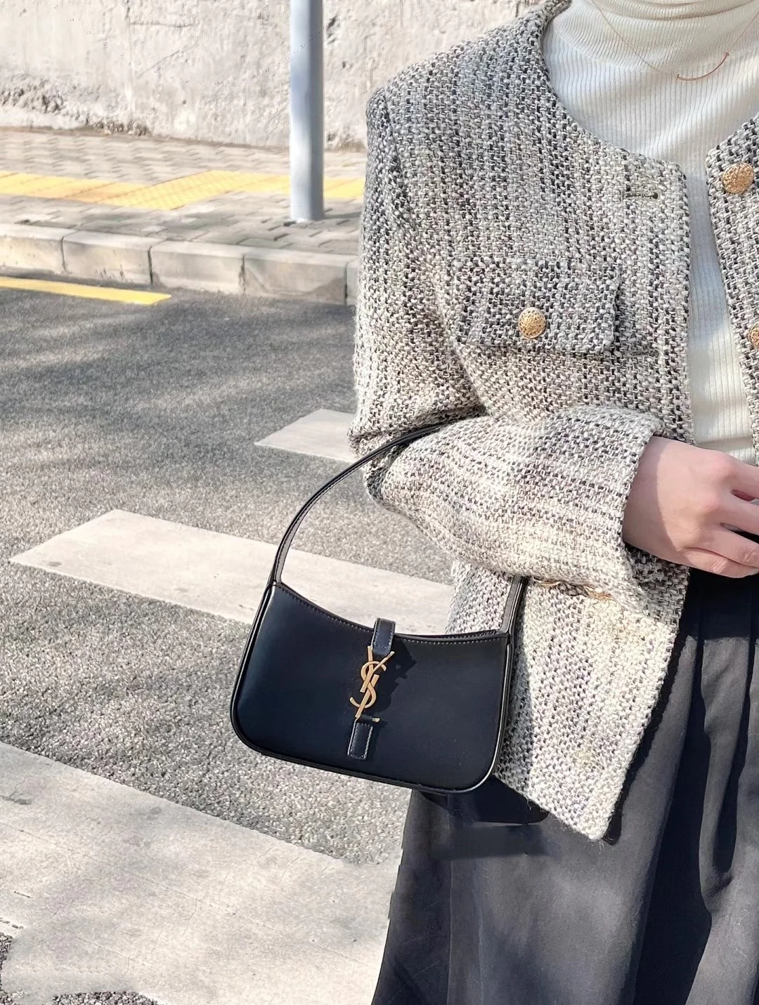 Кожаная сумка через плечо YSL Le 5a 7 - Мини - Черная