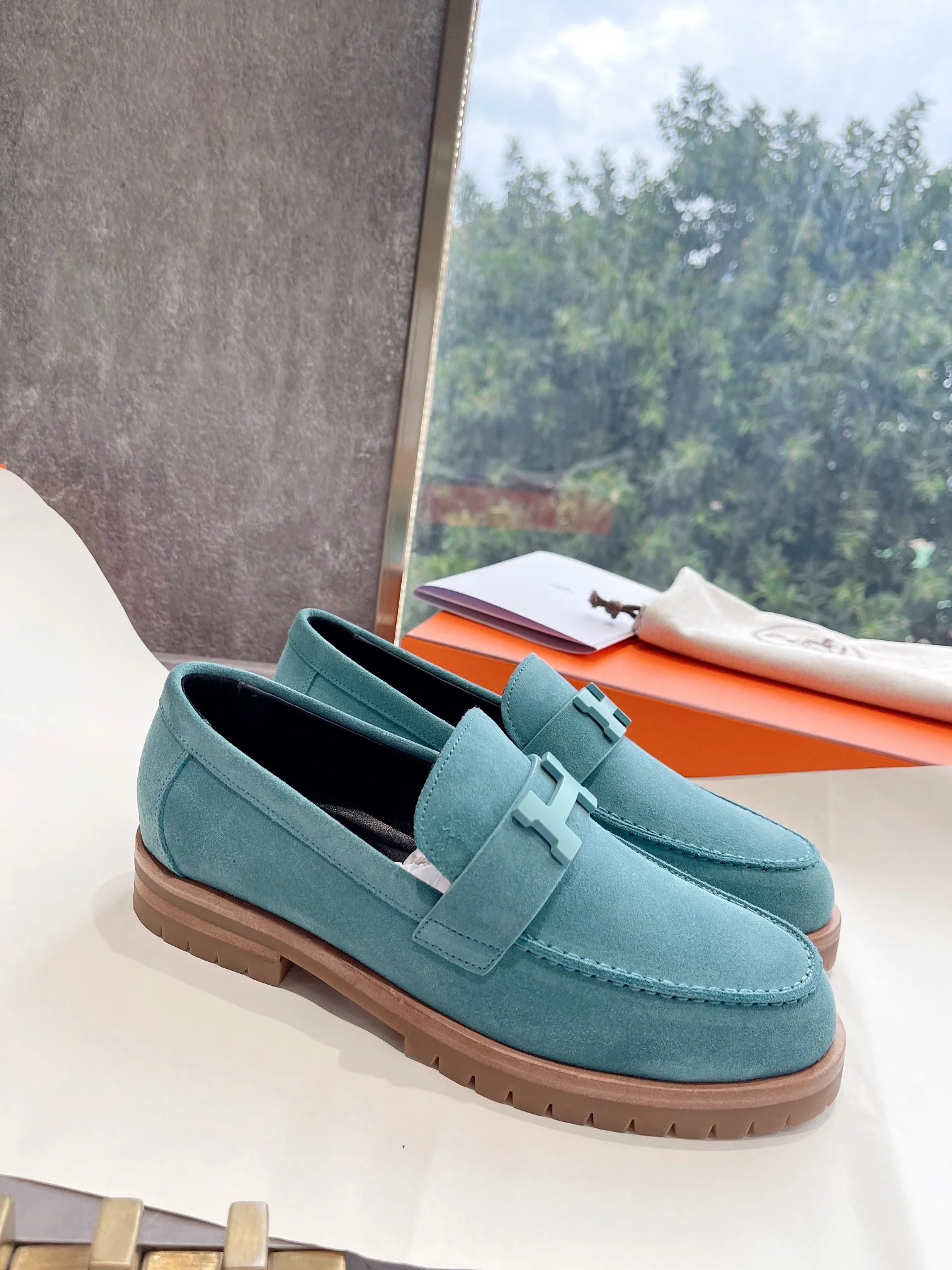 Лоферы Hermes 22FW - синие