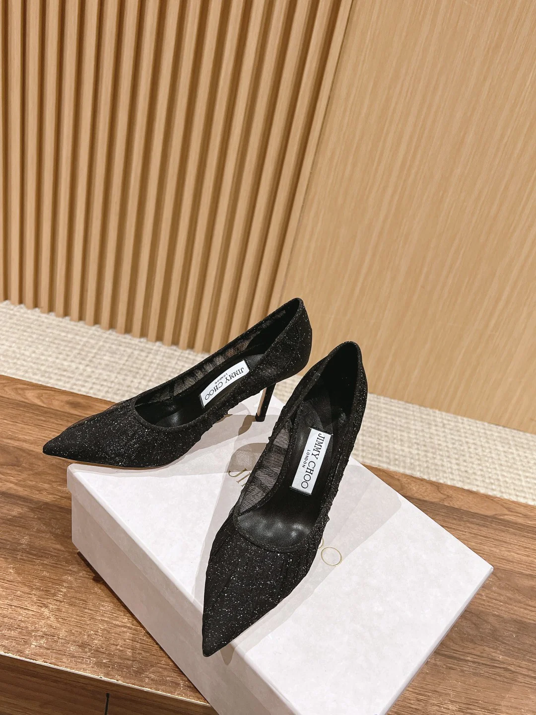 Туфли на высоком каблуке Jimmy Mesh с острым носком - Черные - 1