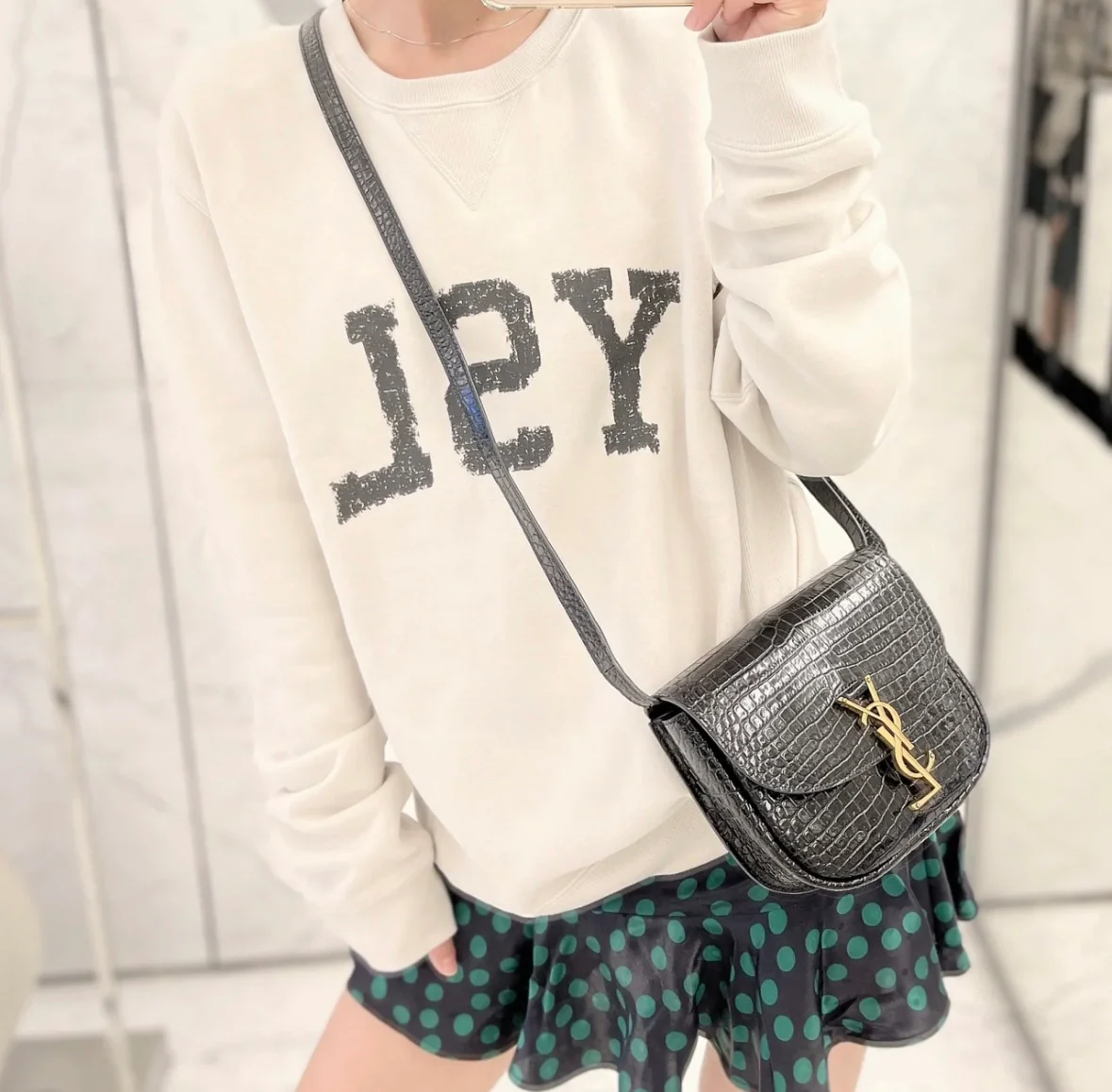 YSL - Сумка-седло из крокодиловой кожи