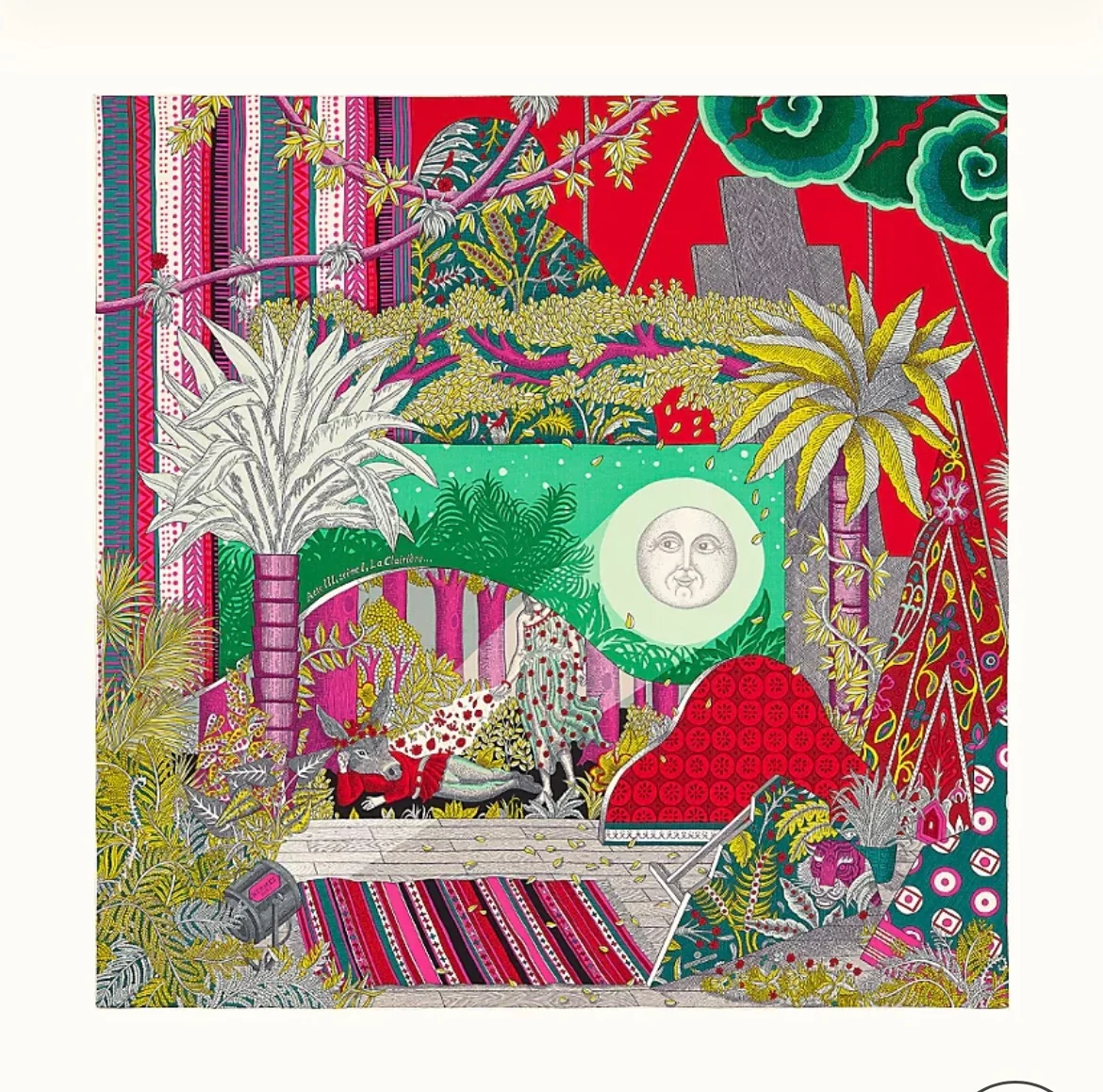 Шелково-кашемировый платок Hermes ?Сон в летнюю ночь?, 140 г.