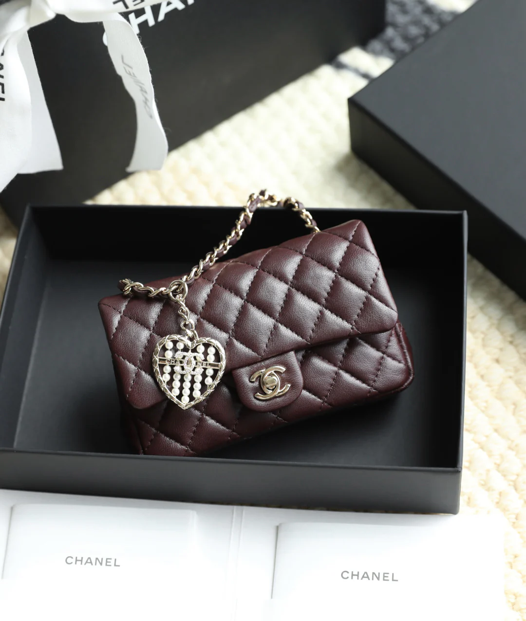 Chanel - Классический шарм - Бордовый - Пряжка из светлого золота