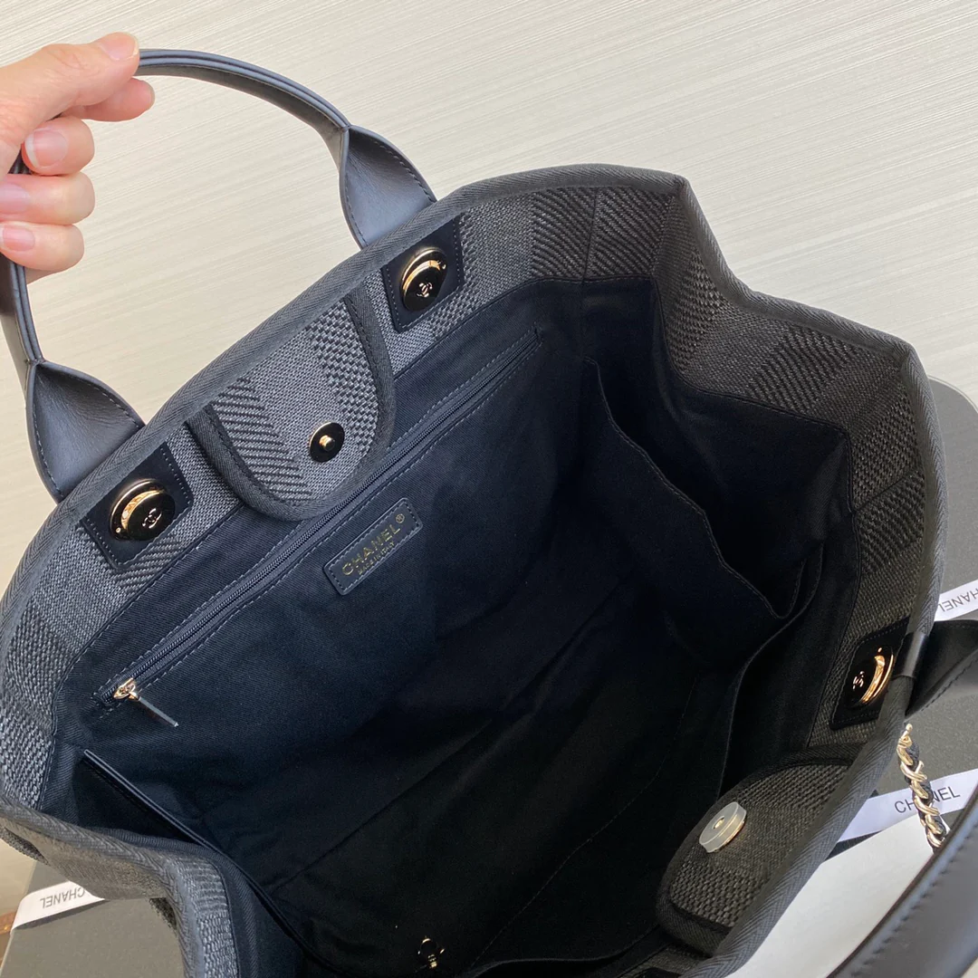 Большая черная пляжная сумка Chanel