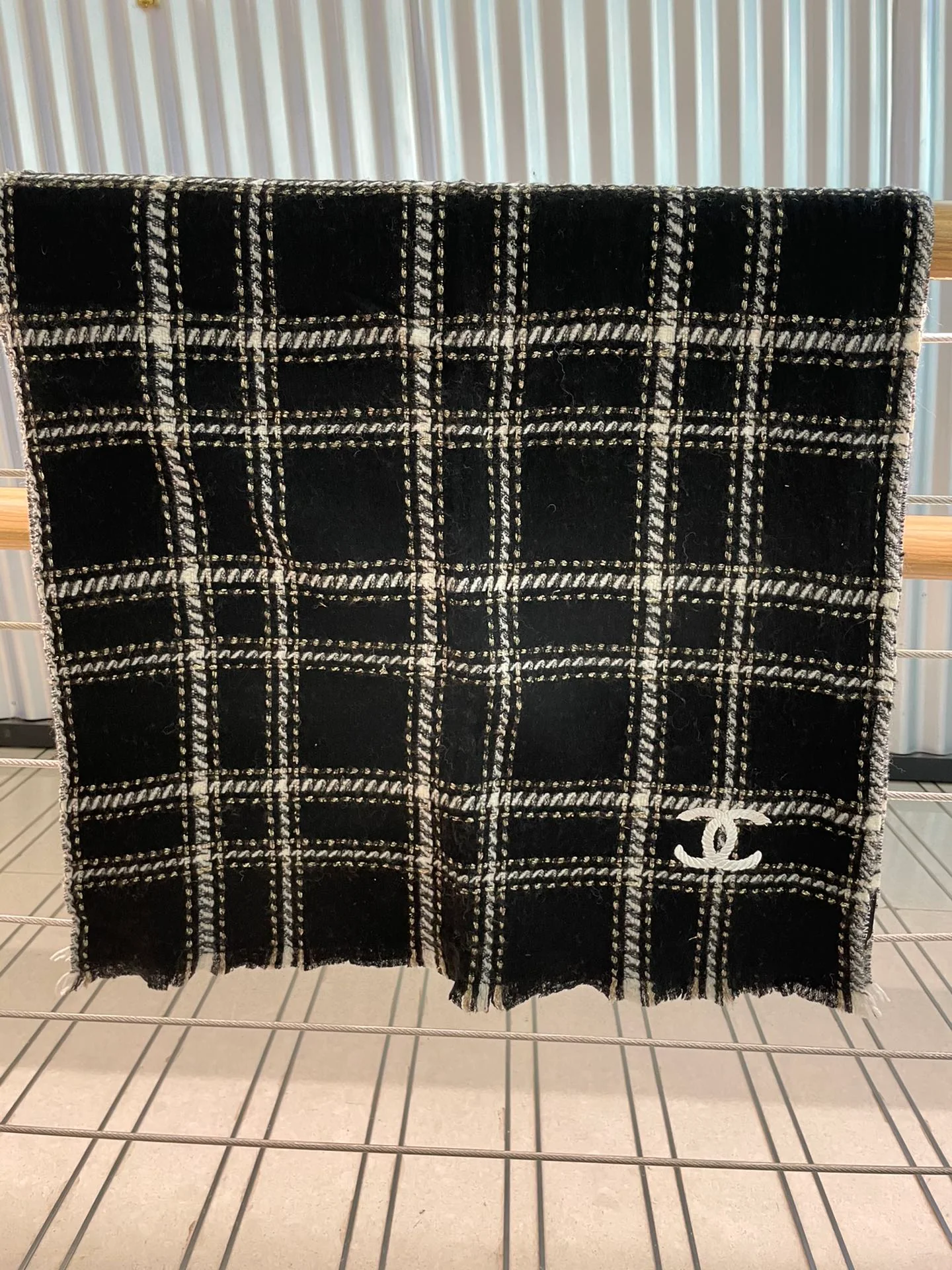 Chanel - Текстурированное плетение для шарфов - 70-200 см - 100% овечья шерсть