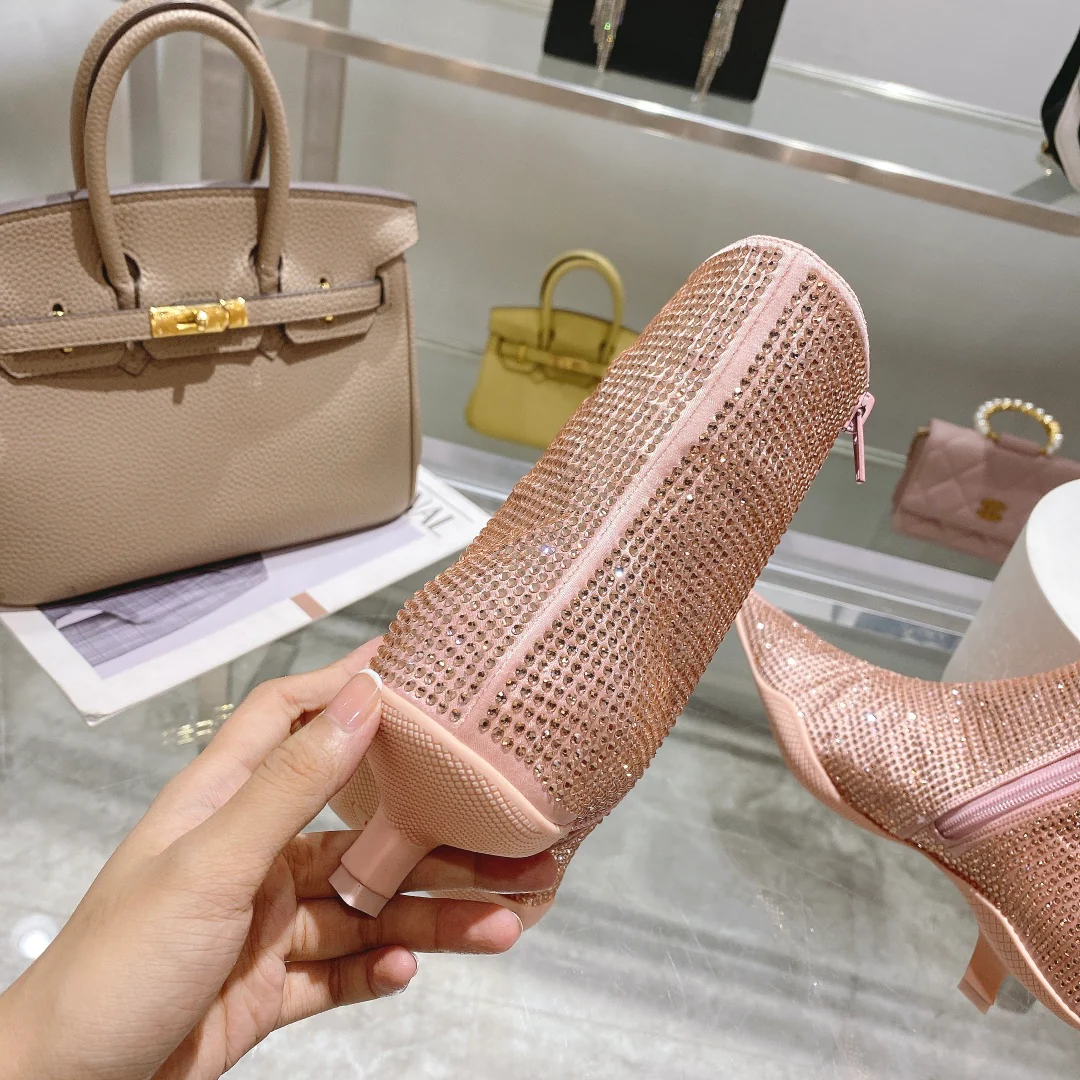 Ботильоны Prada с острым носком - розовые